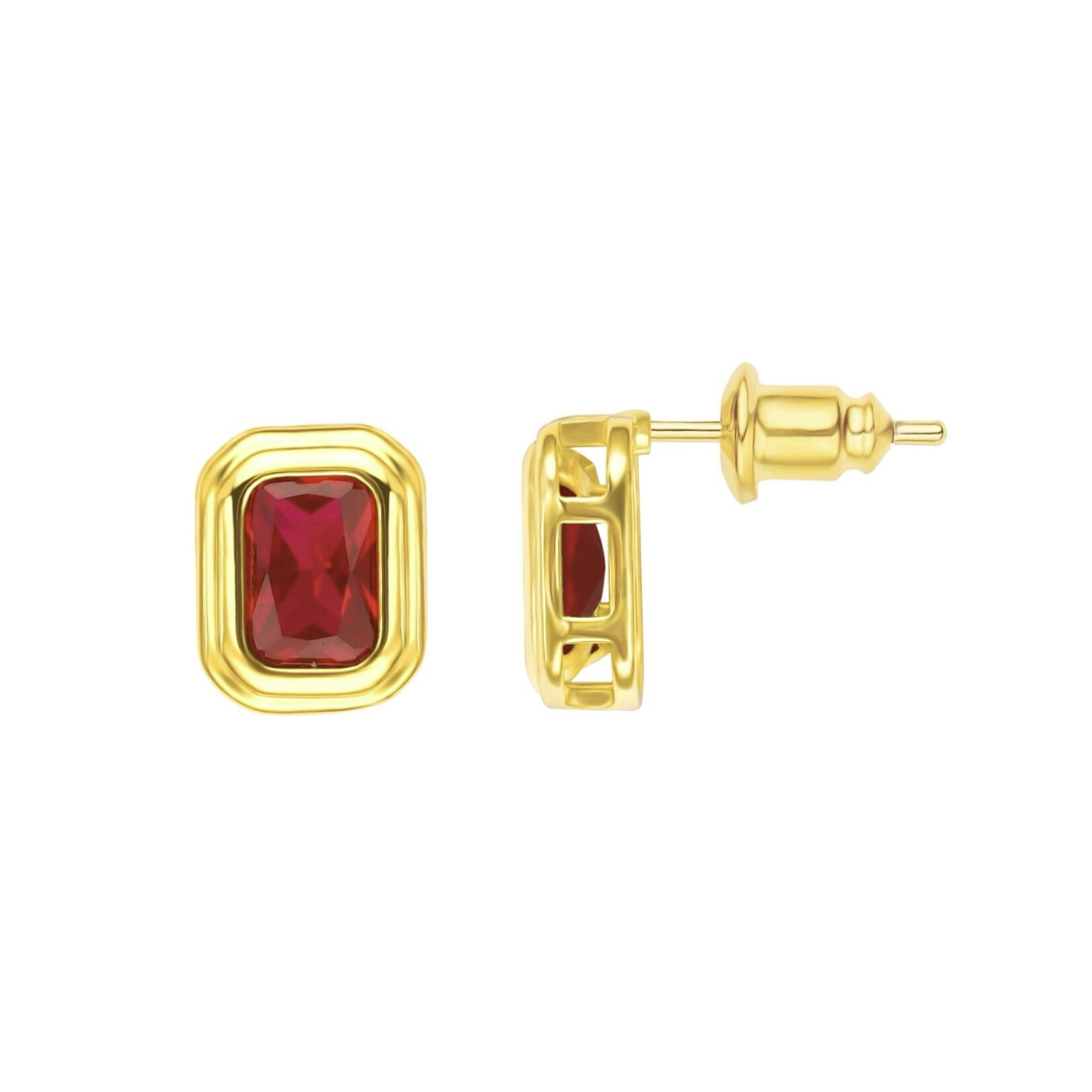 Clementine Ruby Bezel Studs, view 70 — Soul Flow Apparel