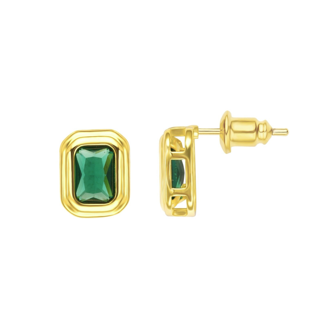 Clementine Emerald Bezel Studs, view 71 — Soul Flow Apparel
