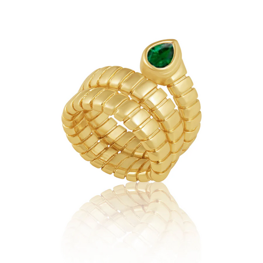 Hollyn Wrap Ring Emerald — Soul Flow Apparel