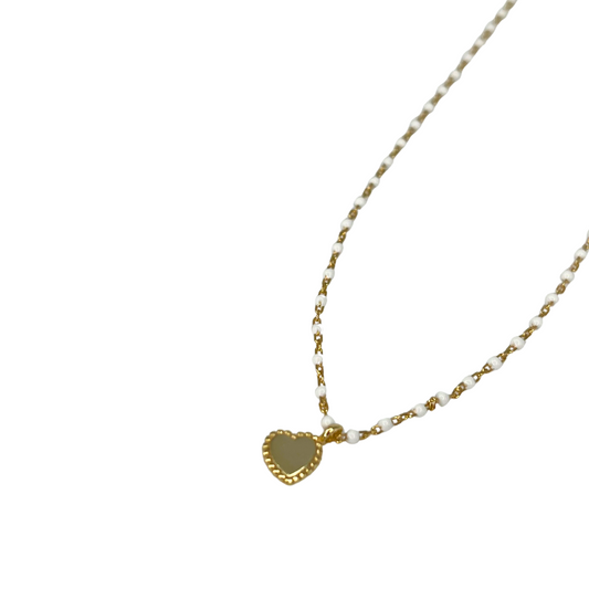 Elsa Mini Heart Necklace White, view 10 — Soul Flow Apparel