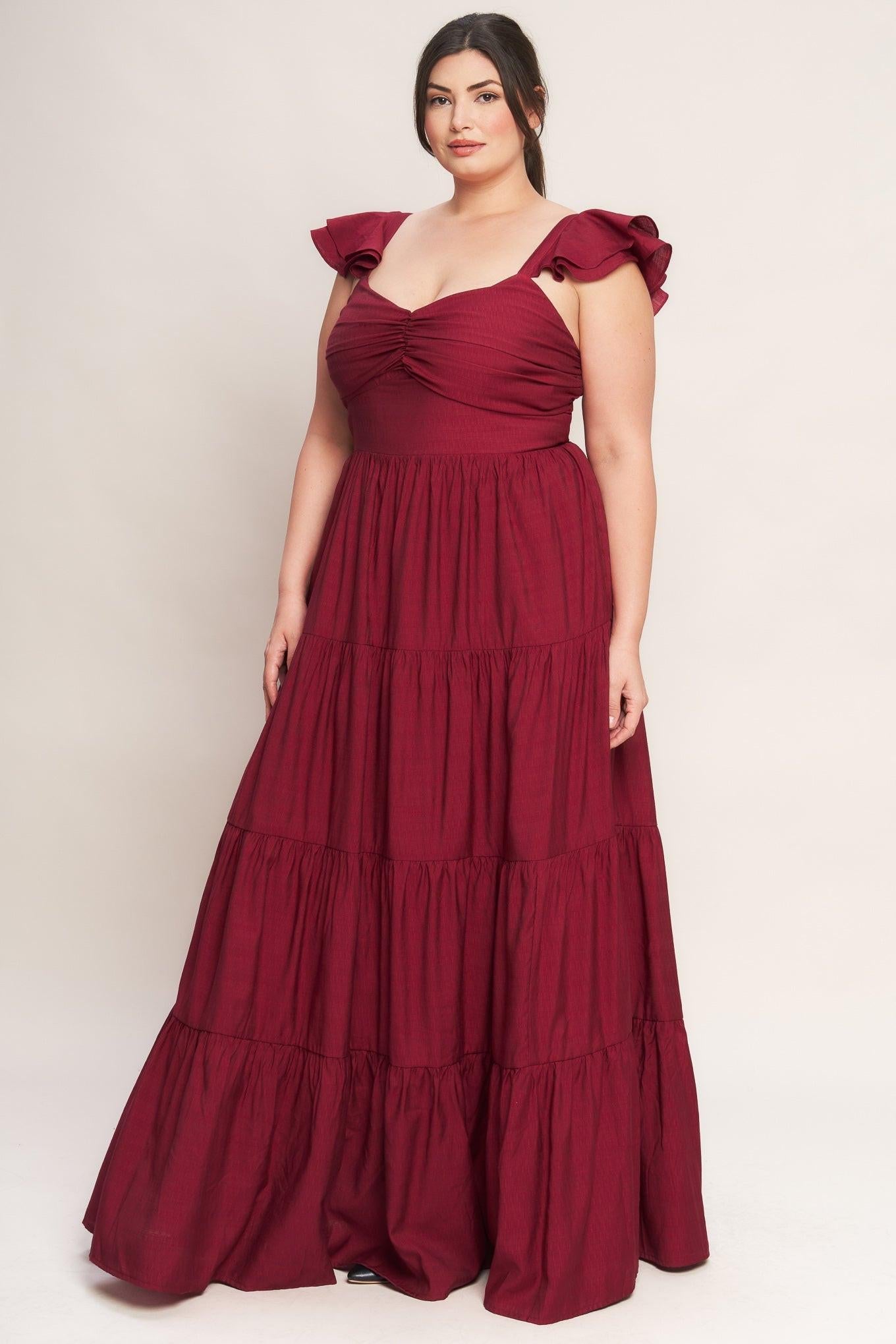 Summer Milk Deep Red Woven Maxi Dress, view 1 — Soul Flow Apparel