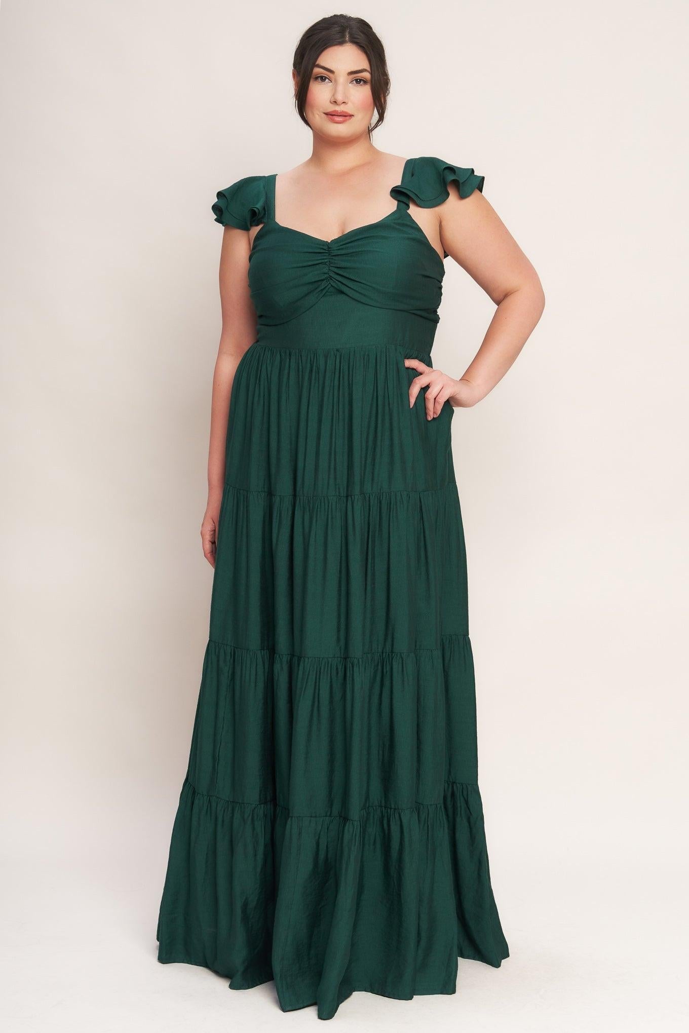 Summer Milk Forest Green Woven Maxi Dress, view 1 — Soul Flow Apparel