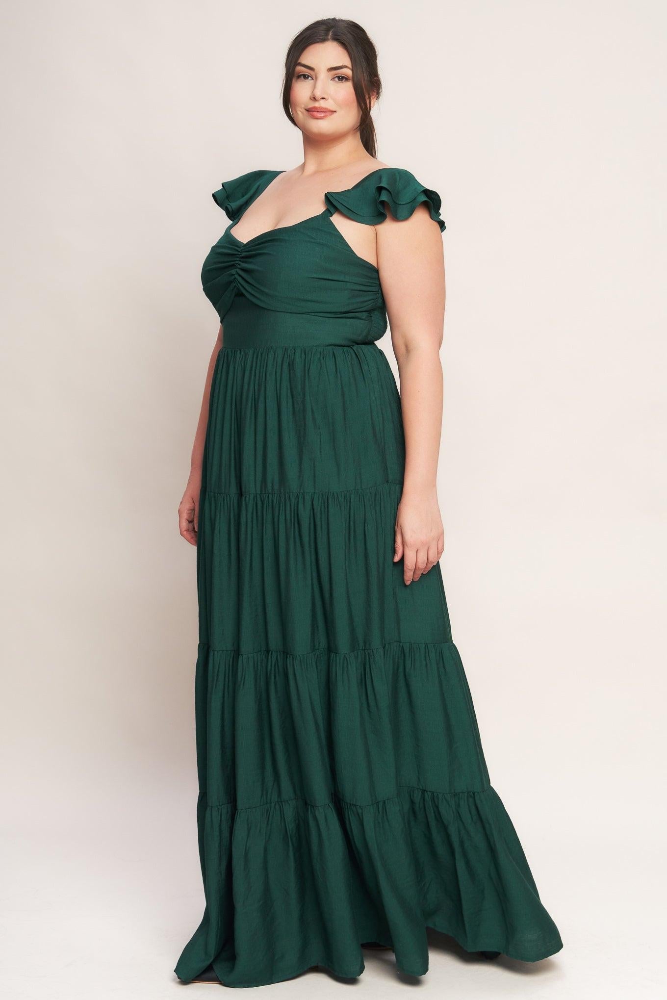 Summer Milk Forest Green Woven Maxi Dress, view 3 — Soul Flow Apparel
