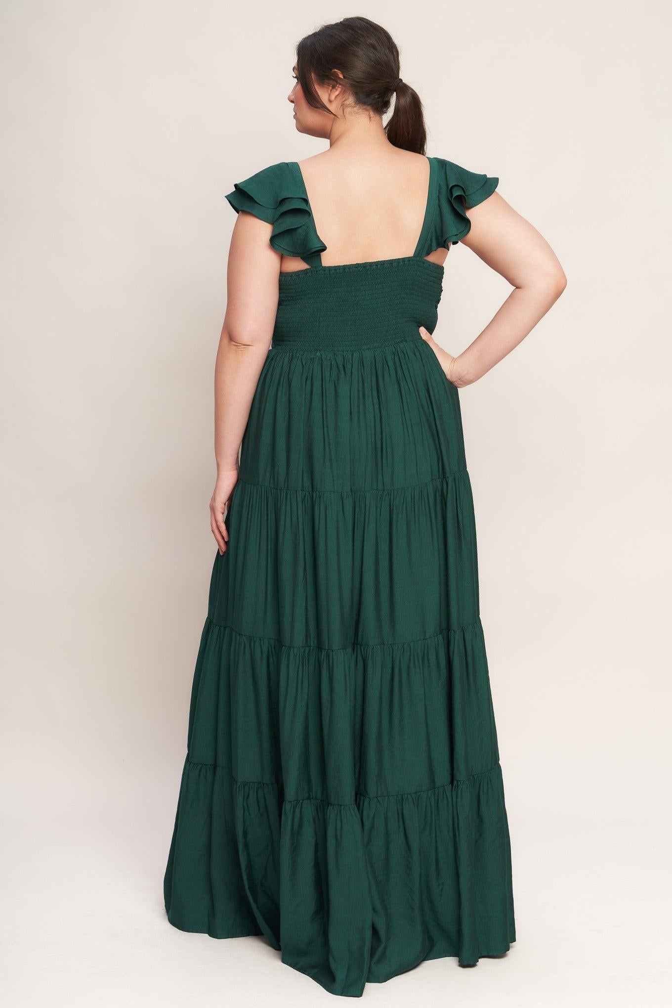 Summer Milk Forest Green Woven Maxi Dress, view 4 — Soul Flow Apparel