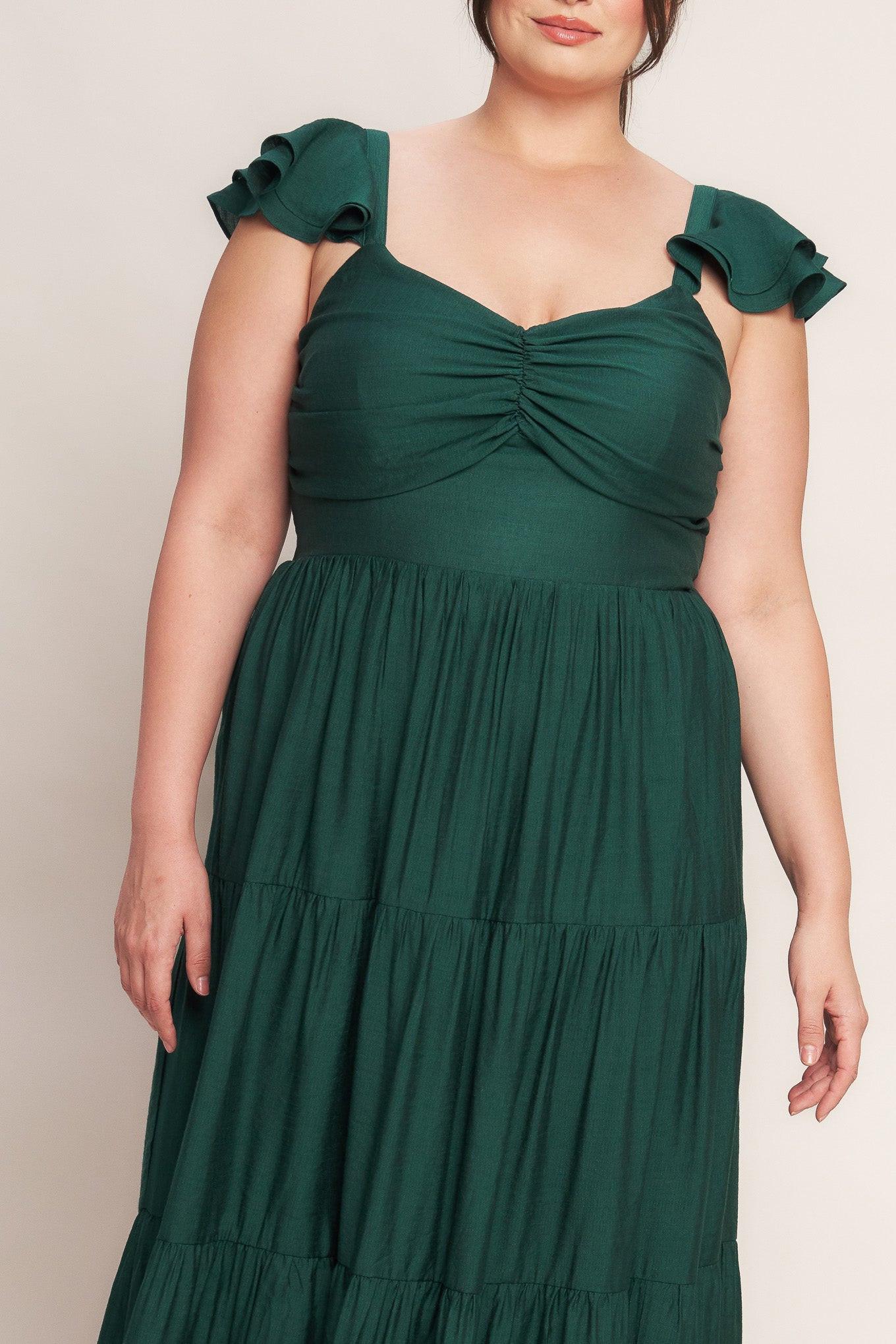 Summer Milk Forest Green Woven Maxi Dress, view 5 — Soul Flow Apparel
