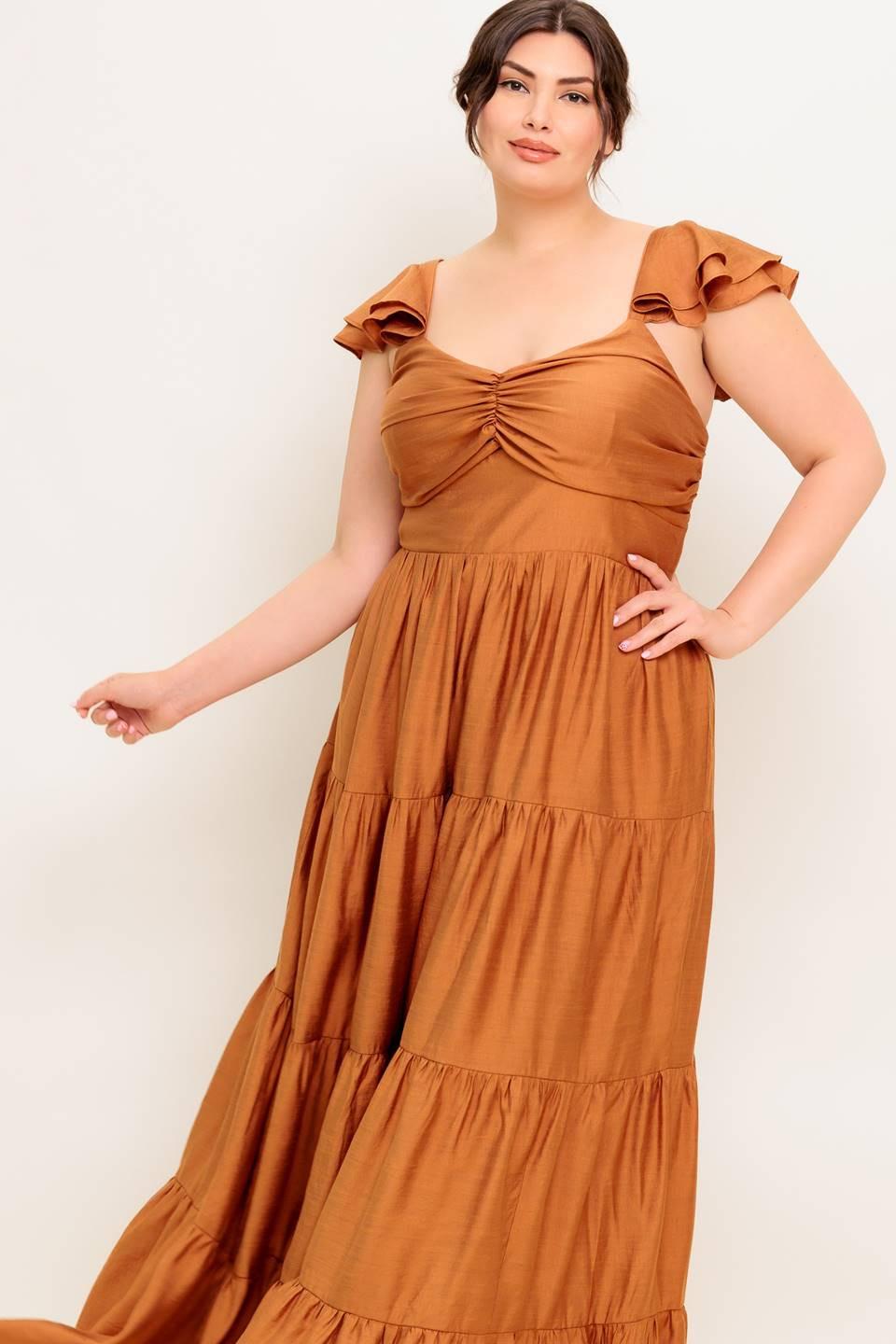 Summer Milk Rust Woven Maxi Dress, view 2 — Soul Flow Apparel