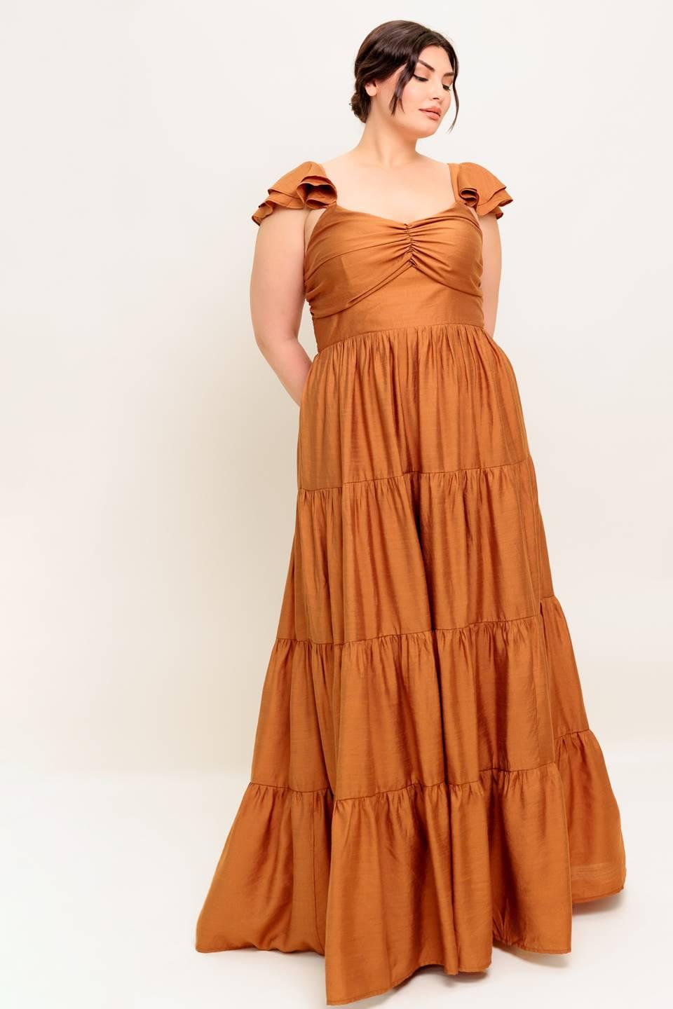 Summer Milk Rust Woven Maxi Dress, view 3 — Soul Flow Apparel