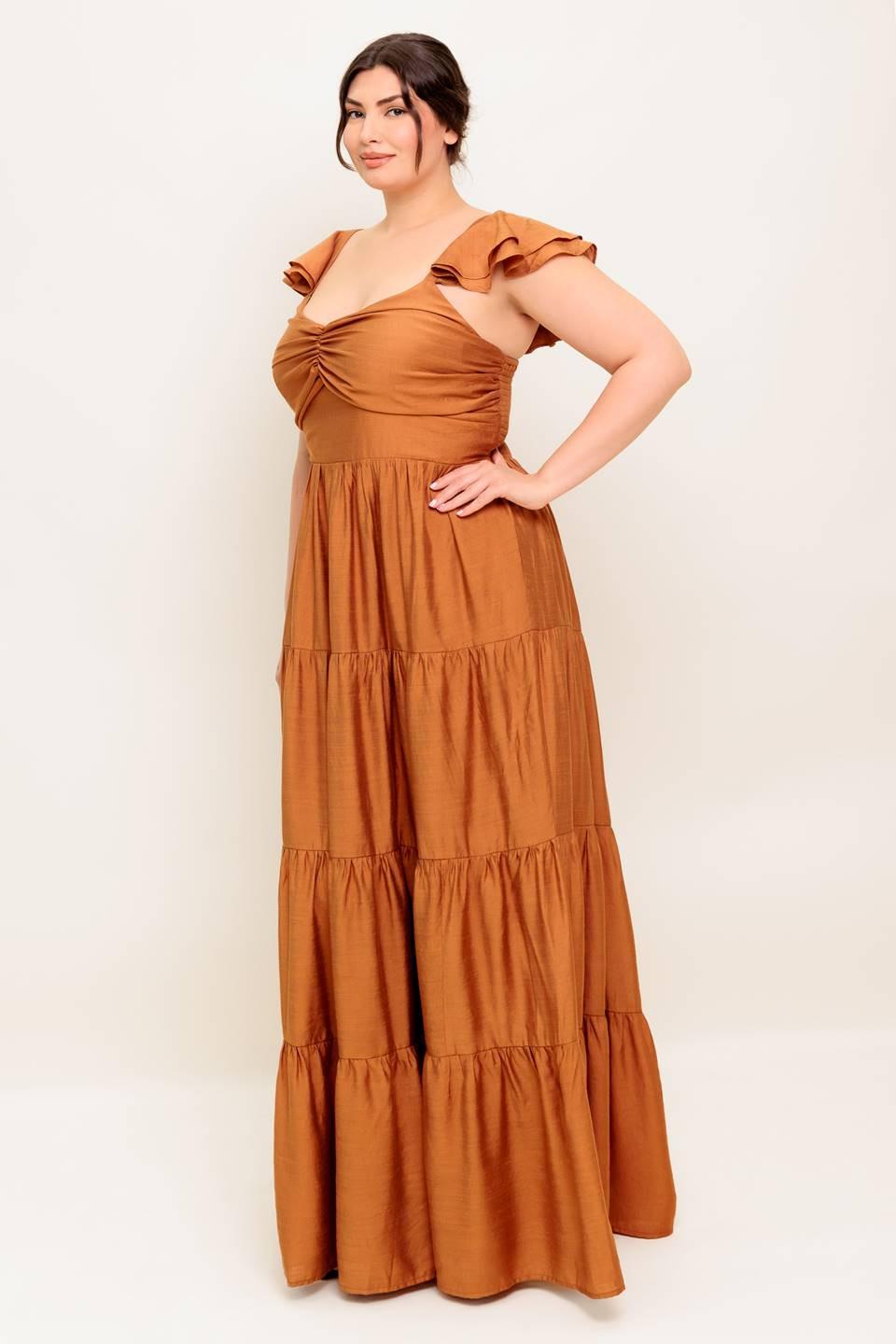 Summer Milk Rust Woven Maxi Dress, view 4 — Soul Flow Apparel