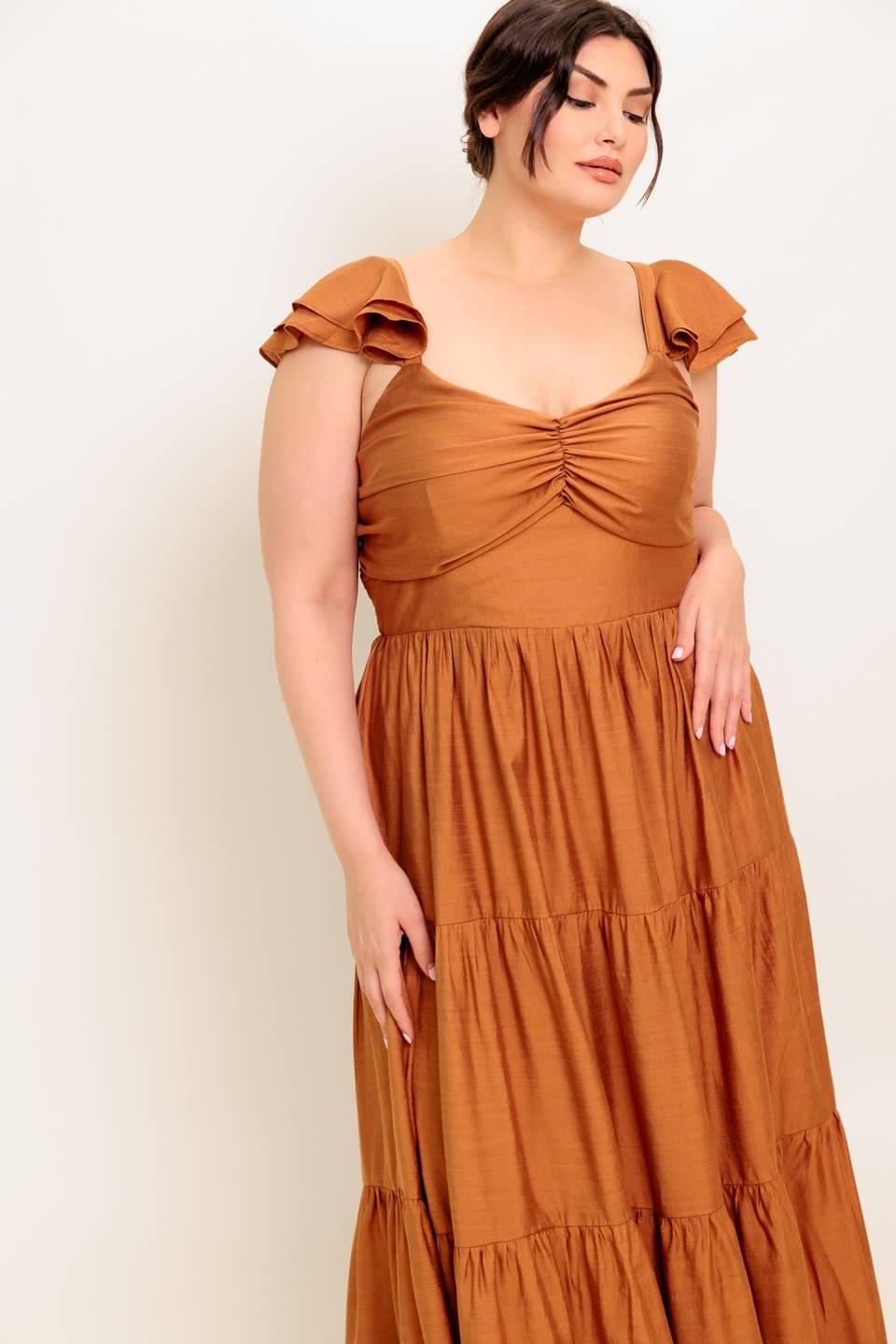 Summer Milk Rust Woven Maxi Dress, view 5 — Soul Flow Apparel