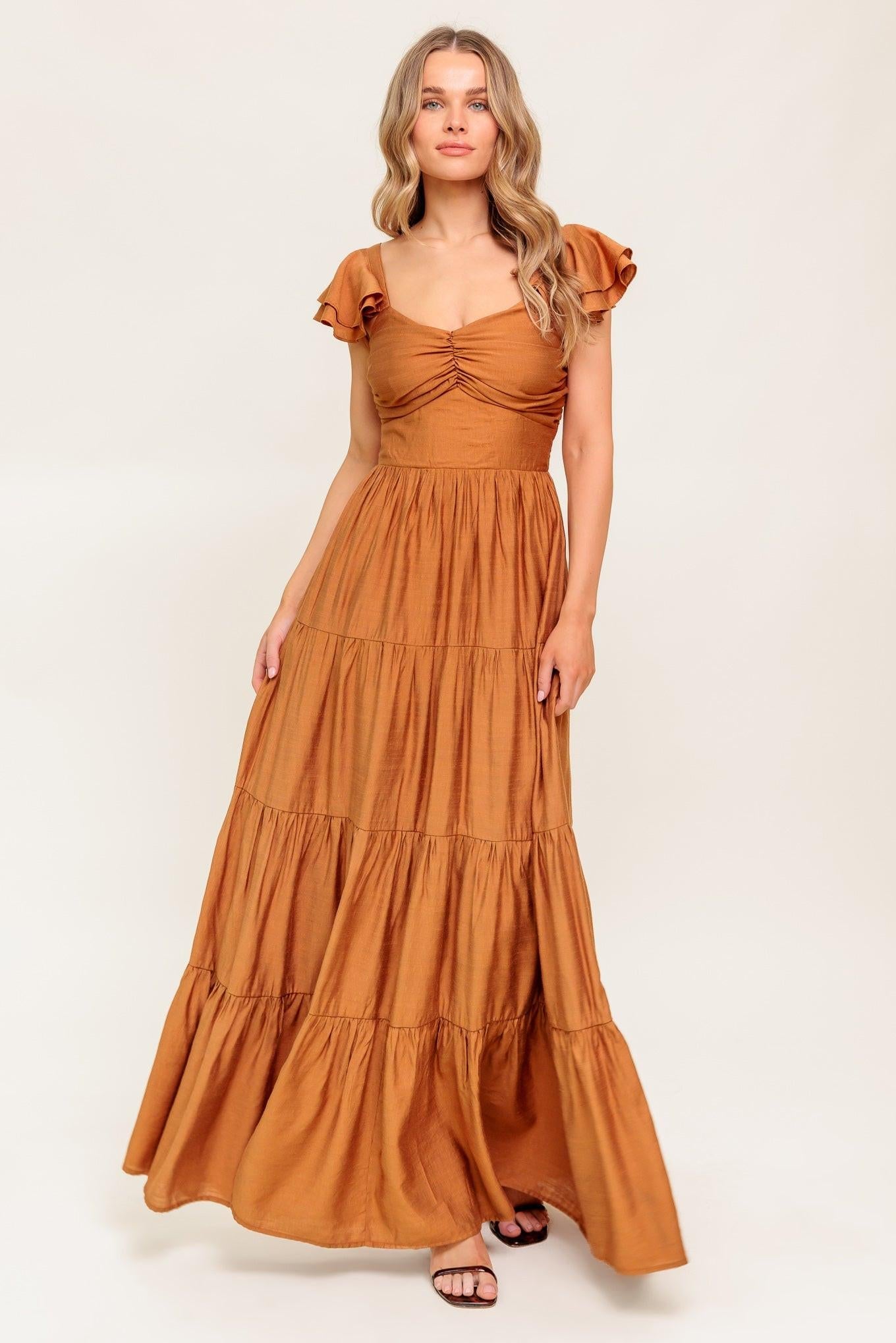 Summer Milk Rust Woven Maxi Dress, view 1 — Soul Flow Apparel