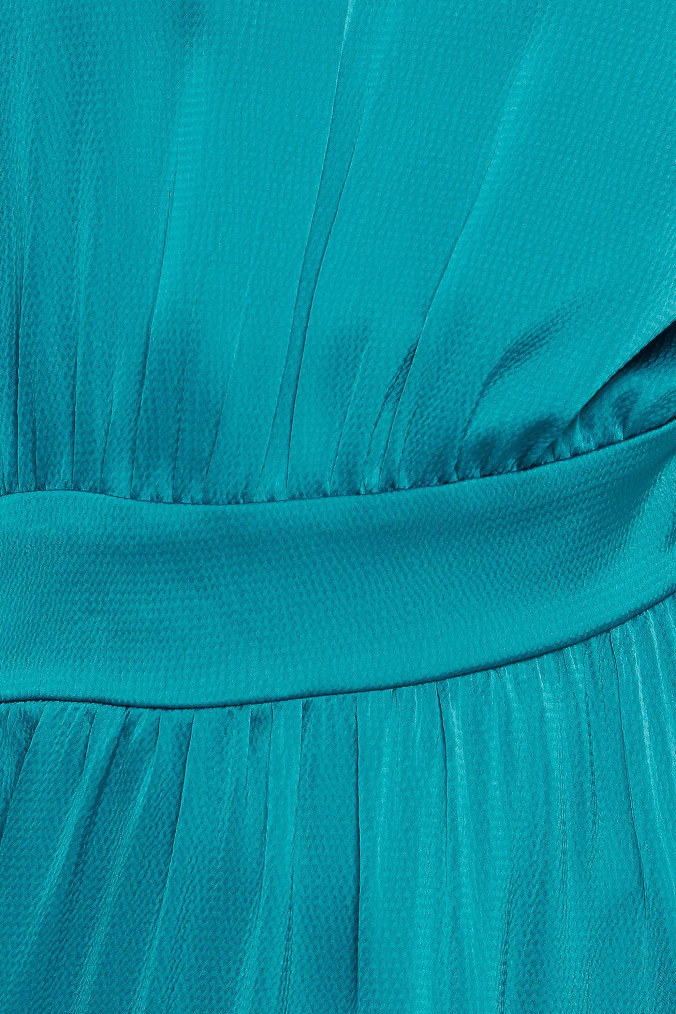 Petal Prowess Woven Midi Dress in turquoise, fabric swatch — Soul Flow Apparel
