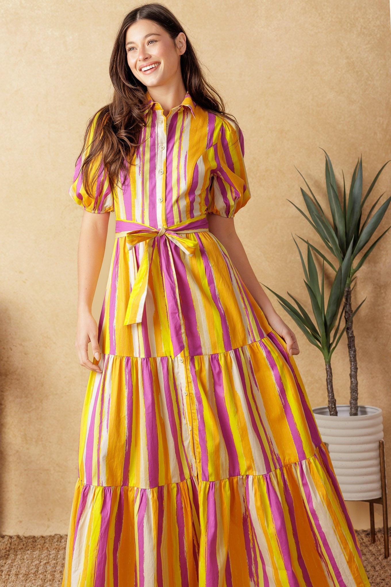 Soiree Sweetness Poplin Maxi Dress in magentaorange, view 5 — Soul Flow Apparel