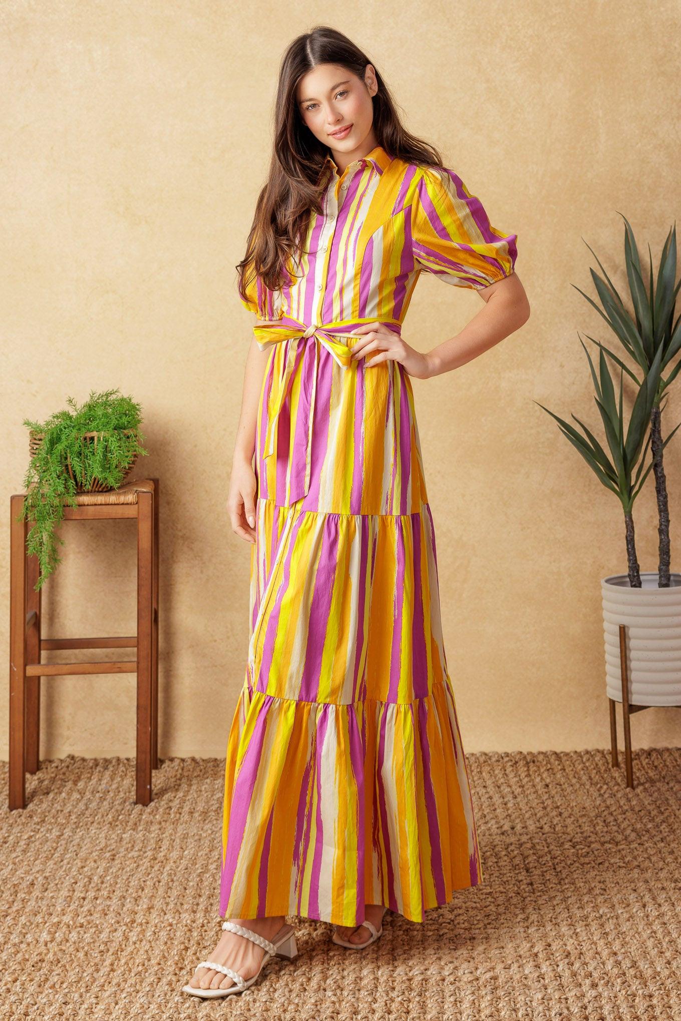 Soiree Sweetness Poplin Maxi Dress in magentaorange, view 6 — Soul Flow Apparel