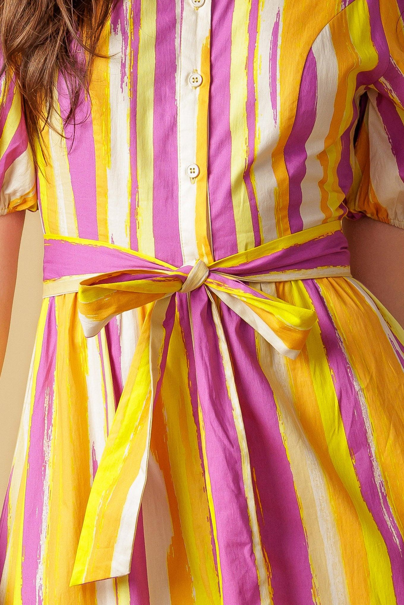 Soiree Sweetness Poplin Maxi Dress in magentaorange, fabric swatch — Soul Flow Apparel