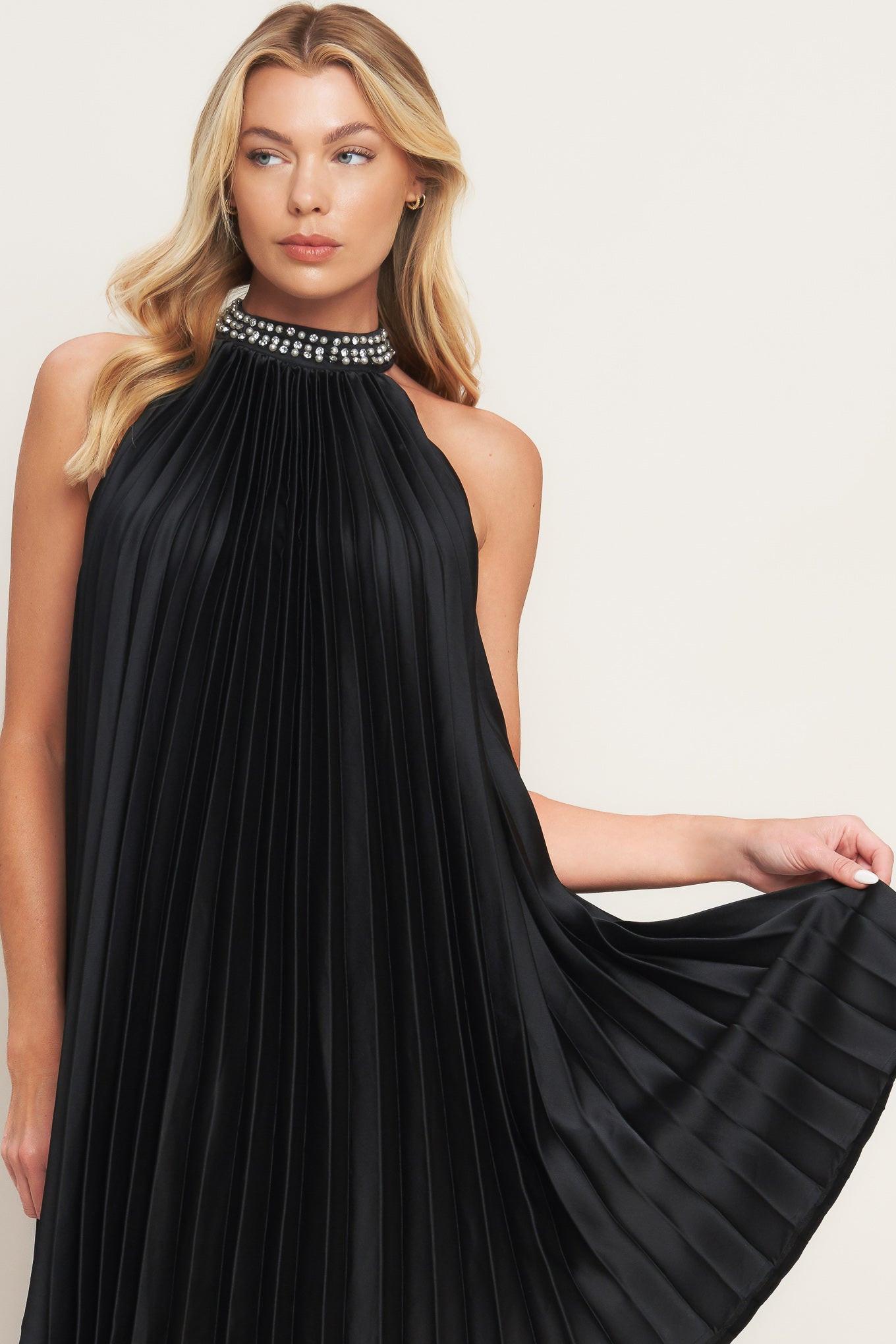 Fiesta Friday Woven Mini Dress in black, view 6 — Soul Flow Apparel