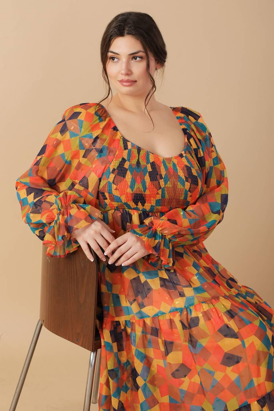 Nothing Was the Same Woven Midi Dress in rust navy, view 1 — Soul Flow Apparel