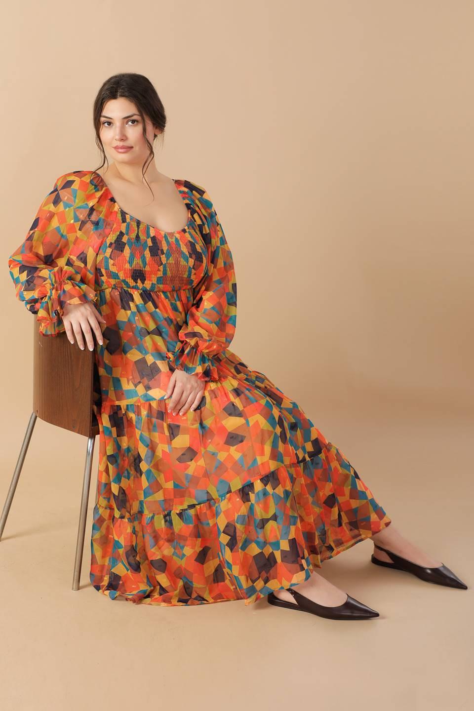 Nothing Was the Same Woven Midi Dress in rust navy, view 2 — Soul Flow Apparel