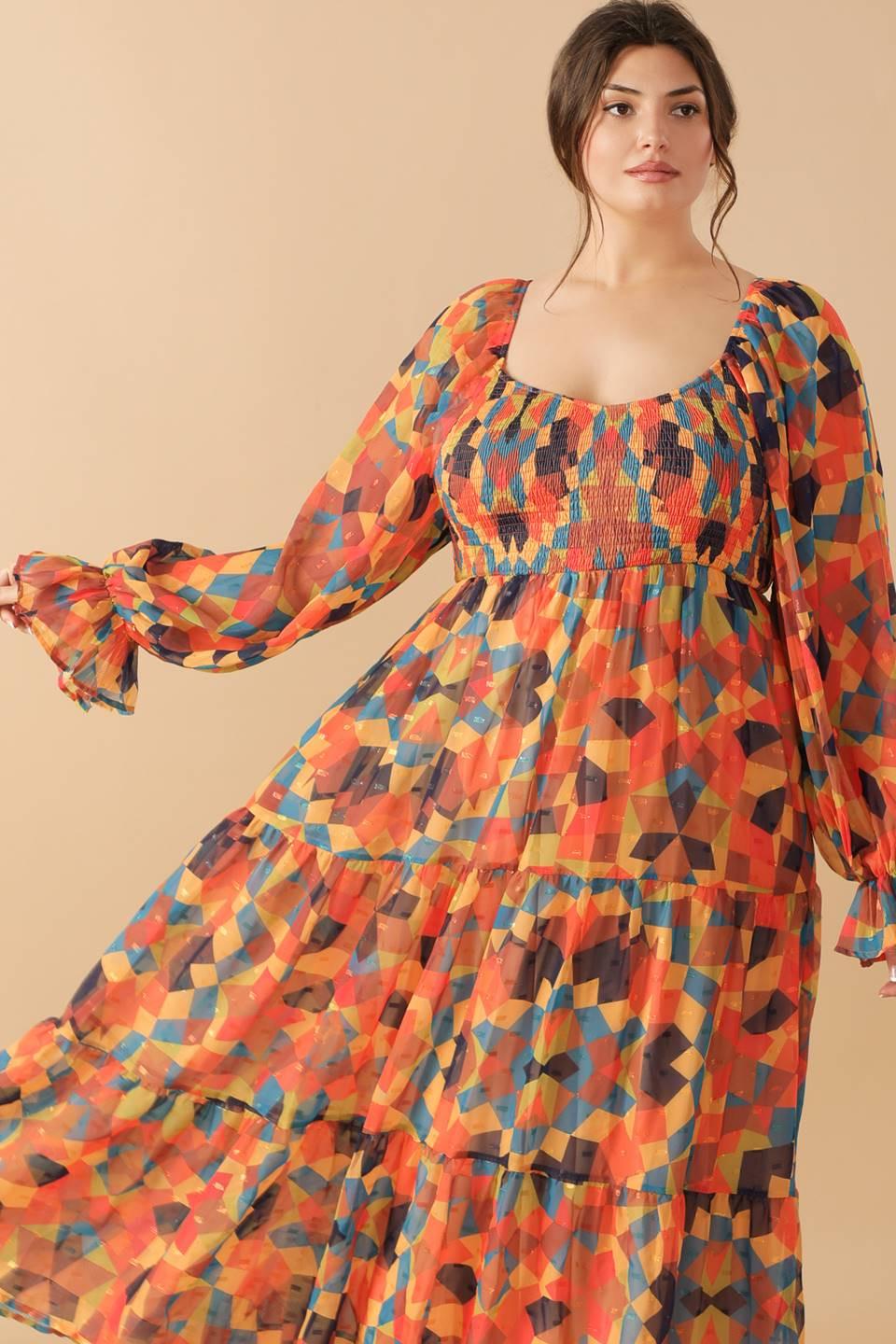 Nothing Was the Same Woven Midi Dress in rust navy, view 3 — Soul Flow Apparel