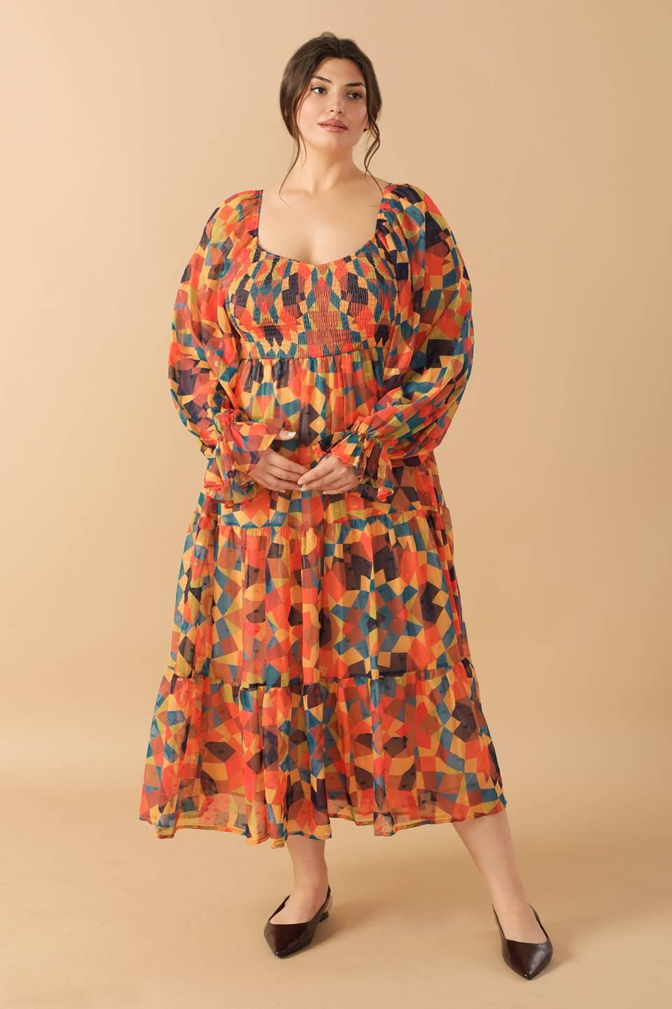 Nothing Was the Same Woven Midi Dress in rust navy, view 4 — Soul Flow Apparel