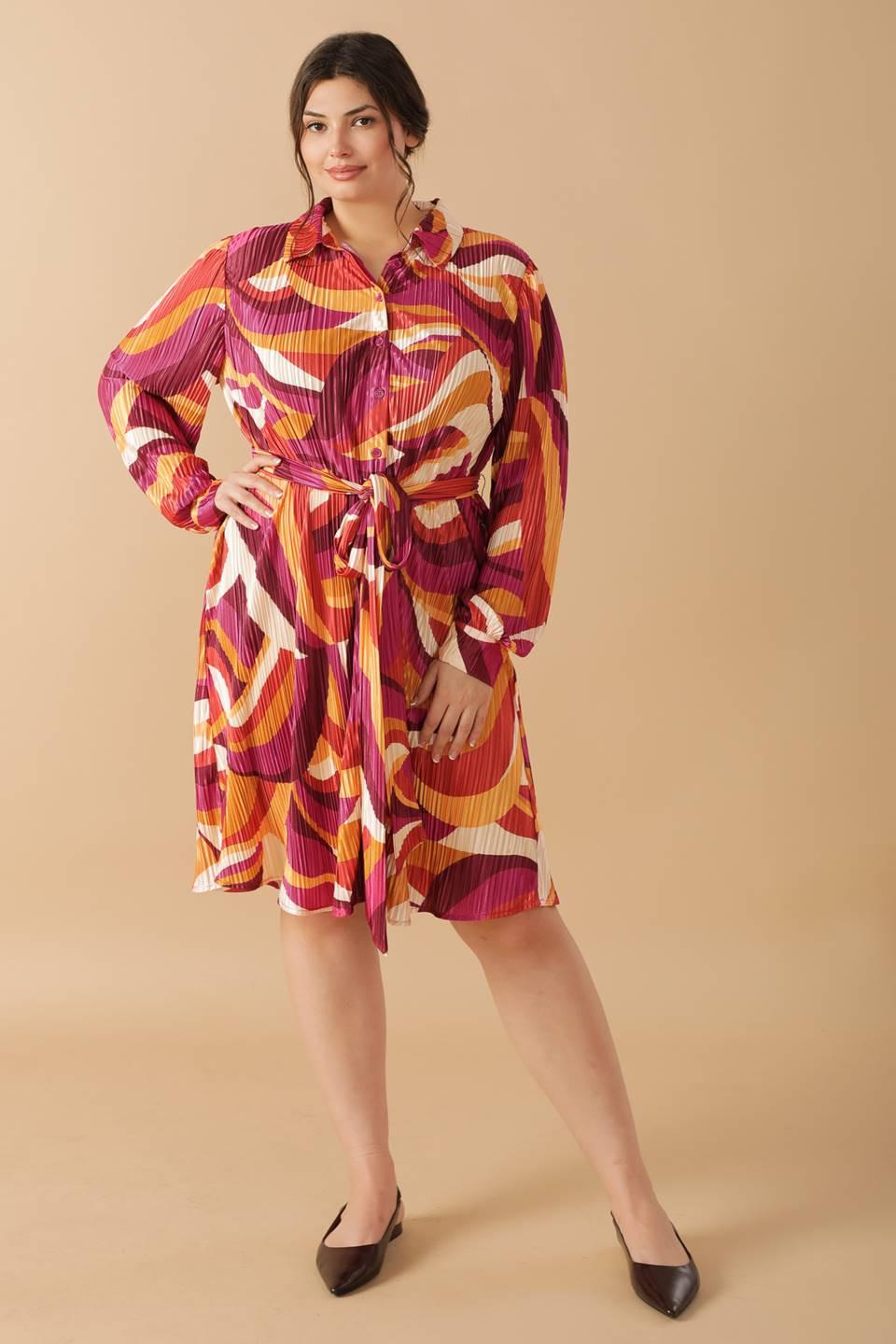 Get on Board Woven Plisse Mini Dress in magentamustard, view 3 — Soul Flow Apparel