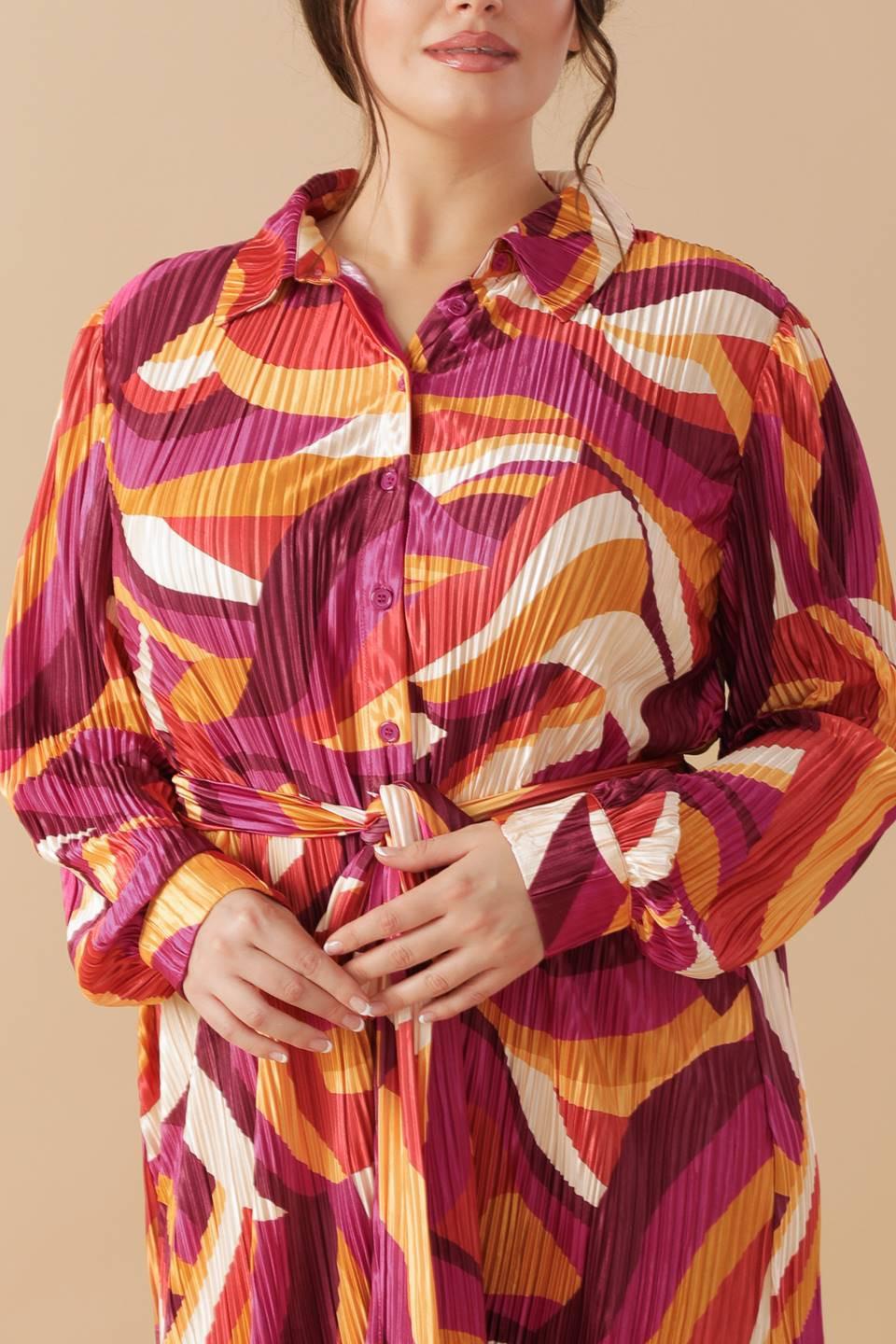 Get on Board Woven Plisse Mini Dress in magentamustard, view 4 — Soul Flow Apparel