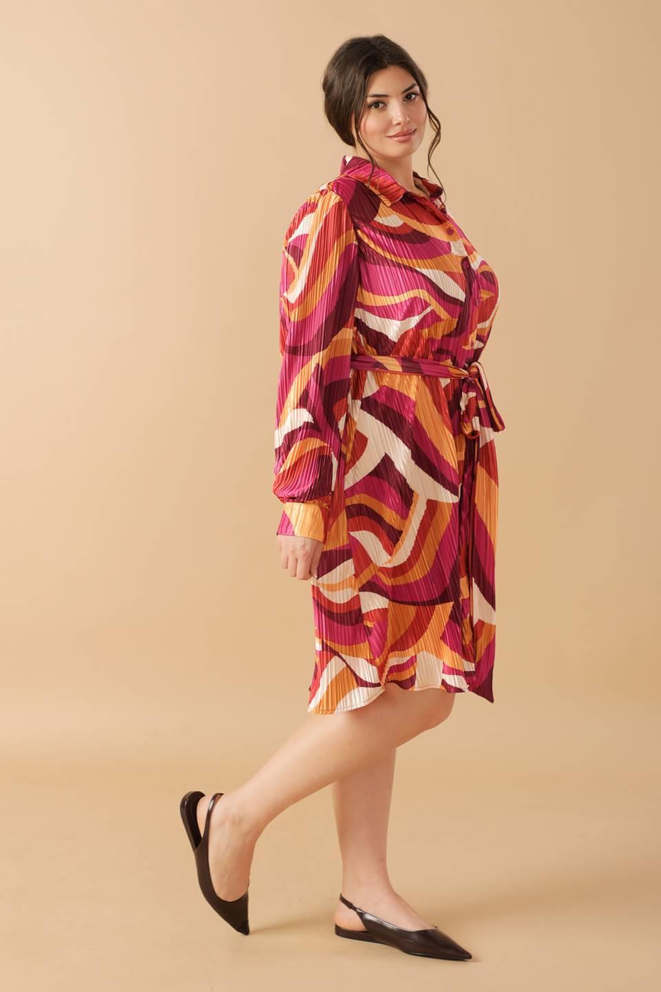 Get on Board Woven Plisse Mini Dress in magentamustard, view 5 — Soul Flow Apparel