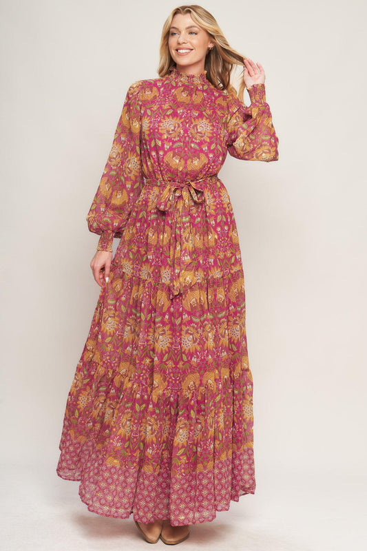 You Enchant Me Woven Maxi Dress in berry, view 1 — Soul Flow Apparel