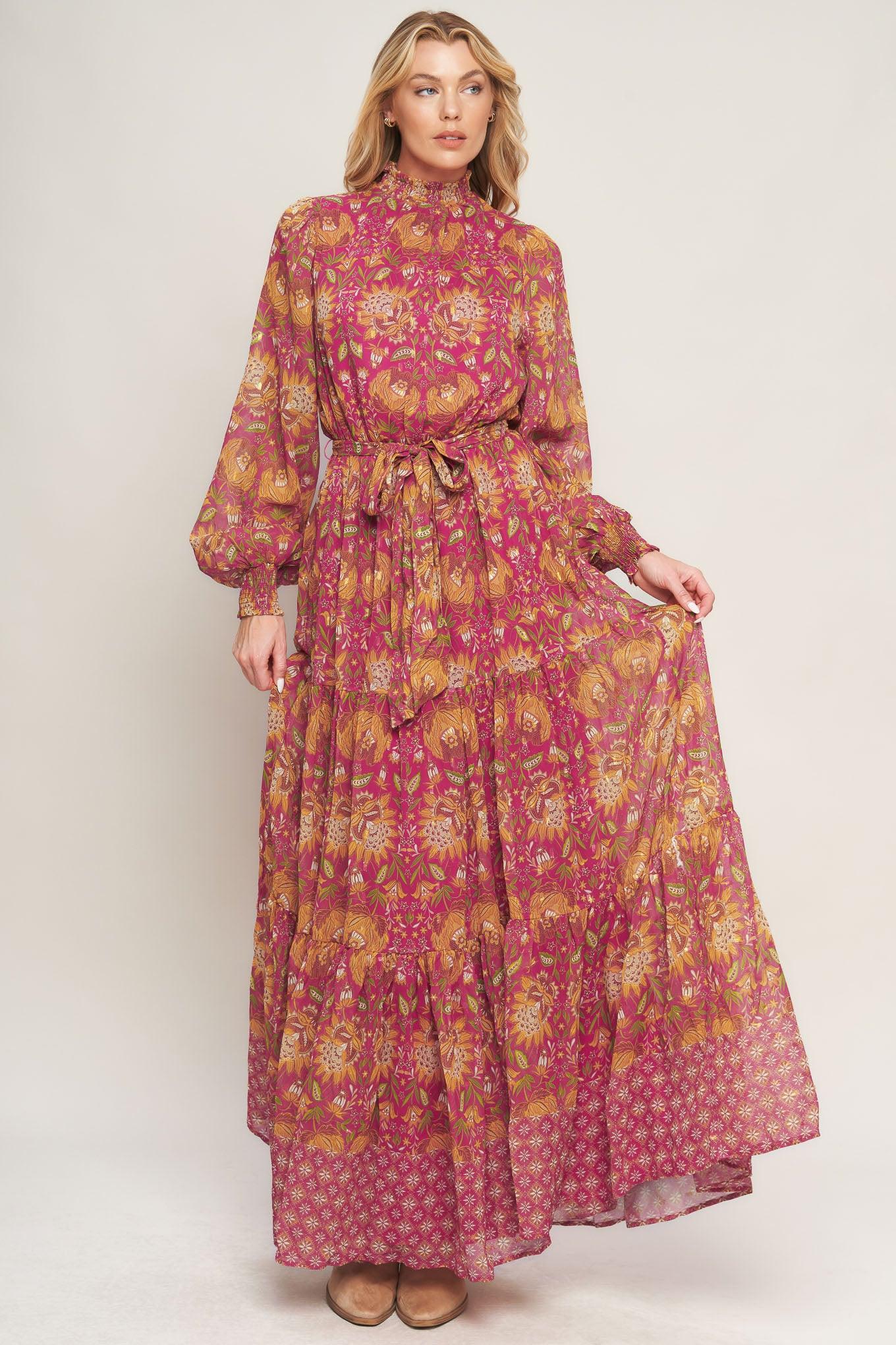 You Enchant Me Woven Maxi Dress in berry, view 2 — Soul Flow Apparel