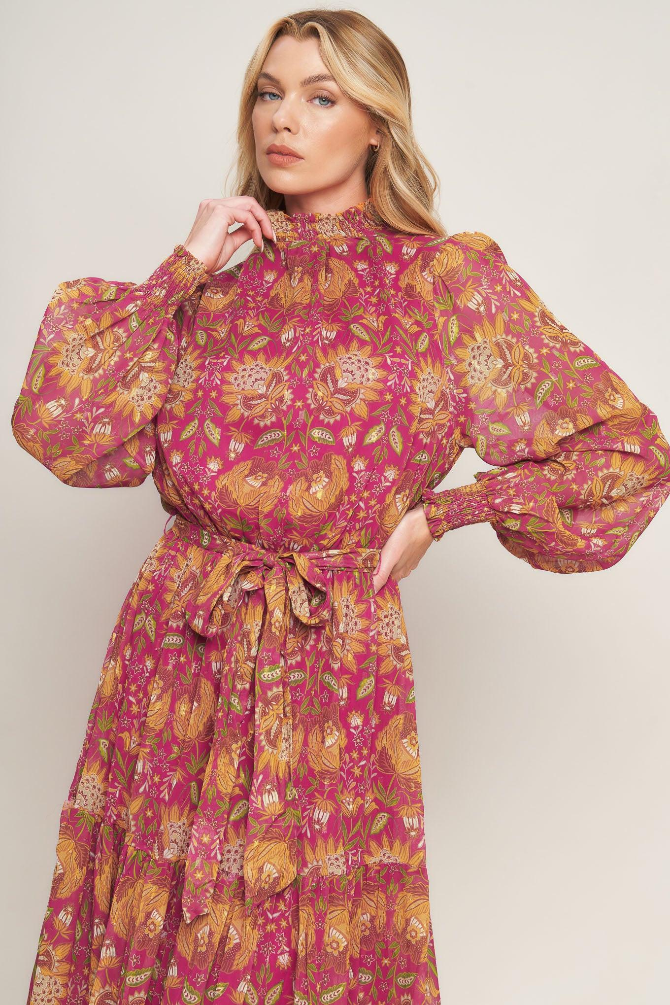 You Enchant Me Woven Maxi Dress in berry, view 5 — Soul Flow Apparel