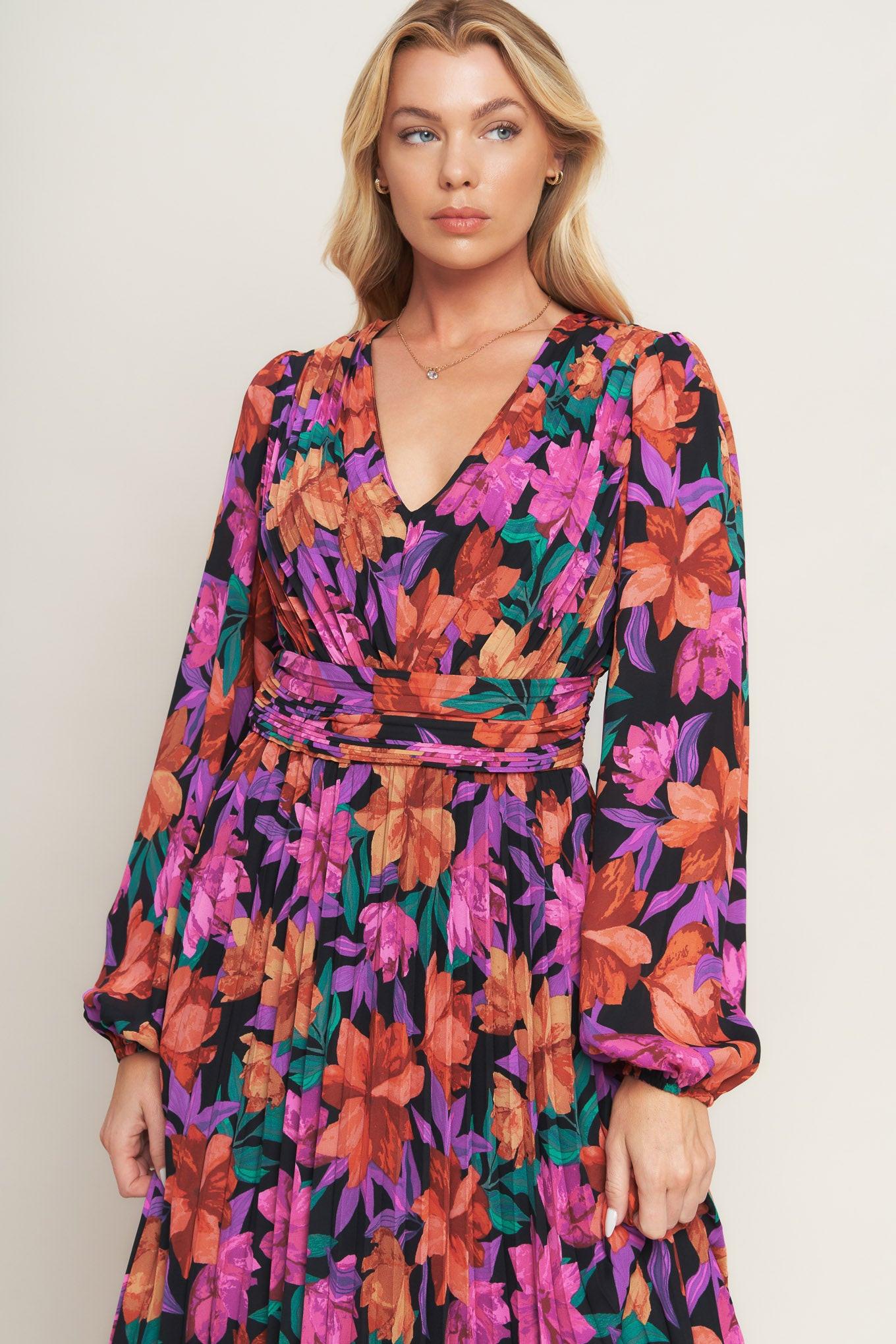 Our Beautiful Love Woven Midi Dress in black red, view 3 — Soul Flow Apparel