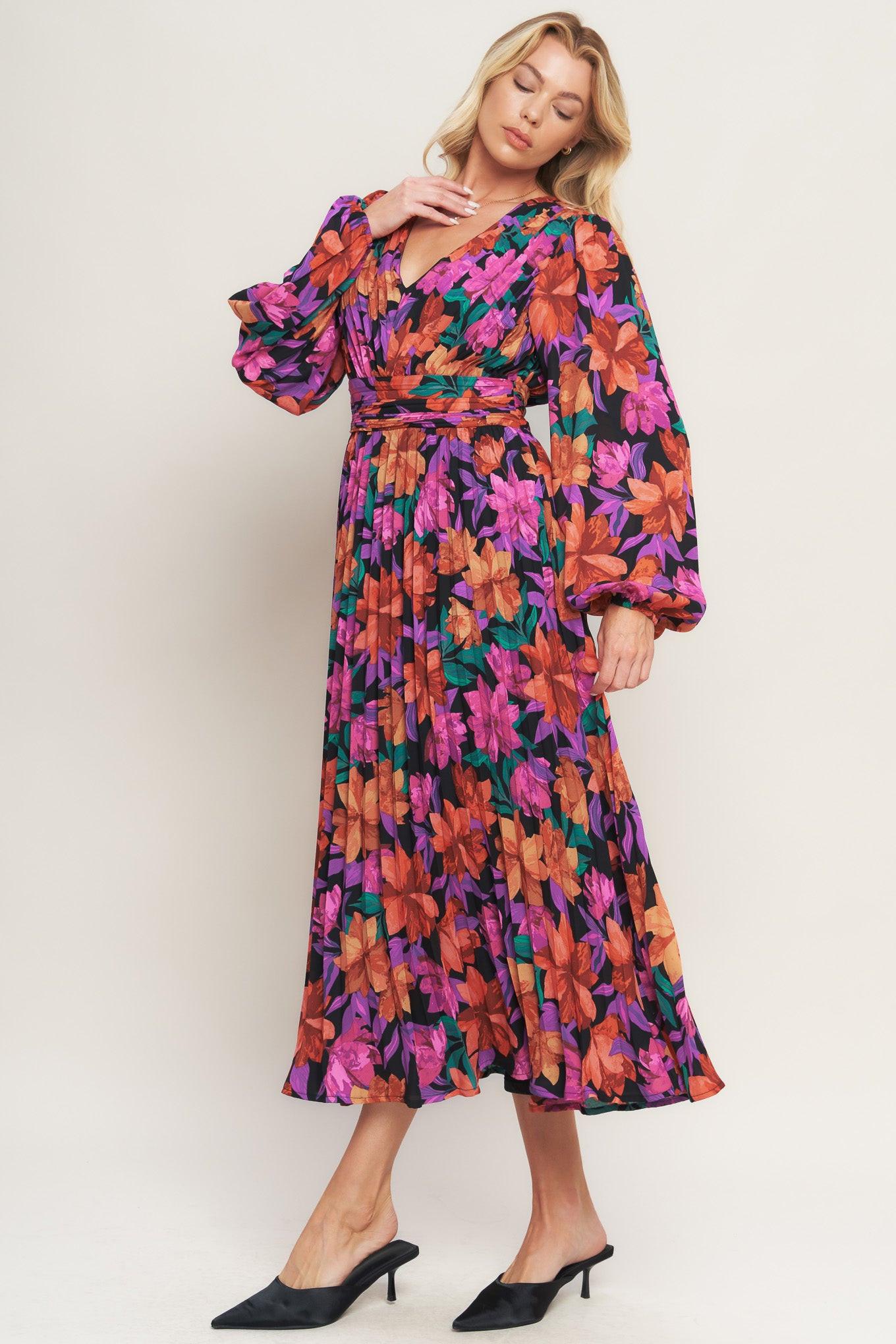 Our Beautiful Love Woven Midi Dress in black red, view 4 — Soul Flow Apparel