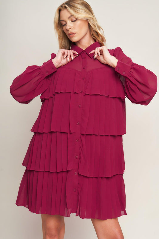 An Absolute Treasure Woven Mini Dress in ruby, view 6 — Soul Flow Apparel