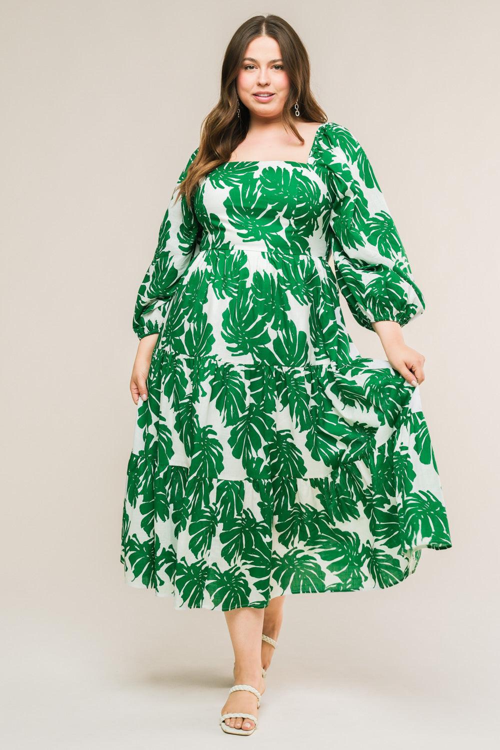 All the Drama Woven Midi Dress in ivory green, view 4 — Soul Flow Apparel