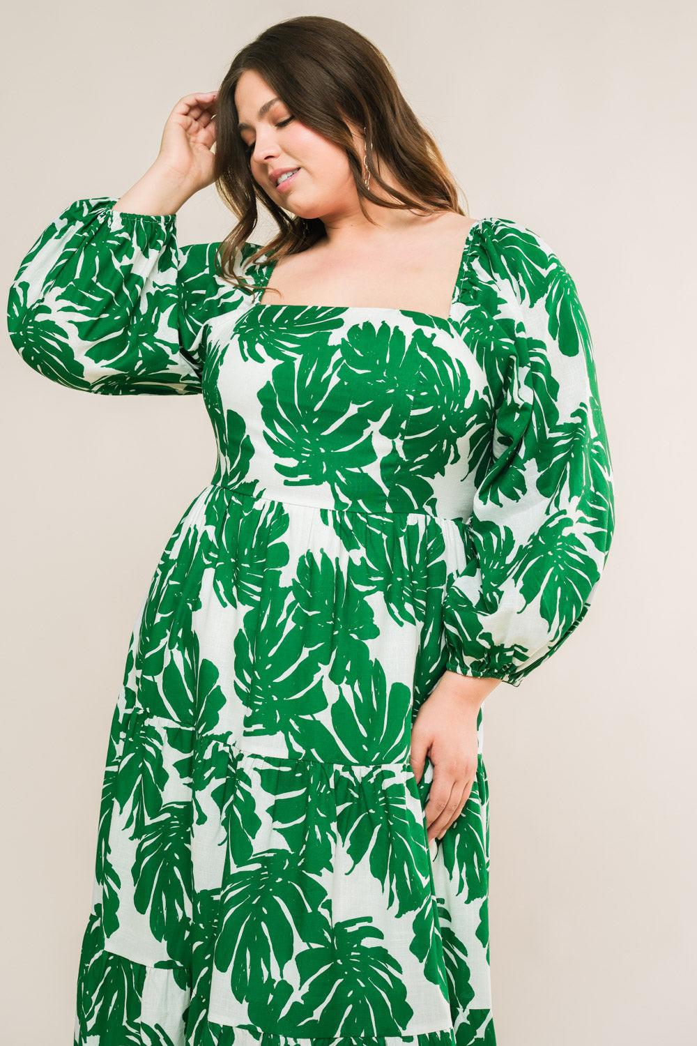 All the Drama Woven Midi Dress in ivory green, view 5 — Soul Flow Apparel