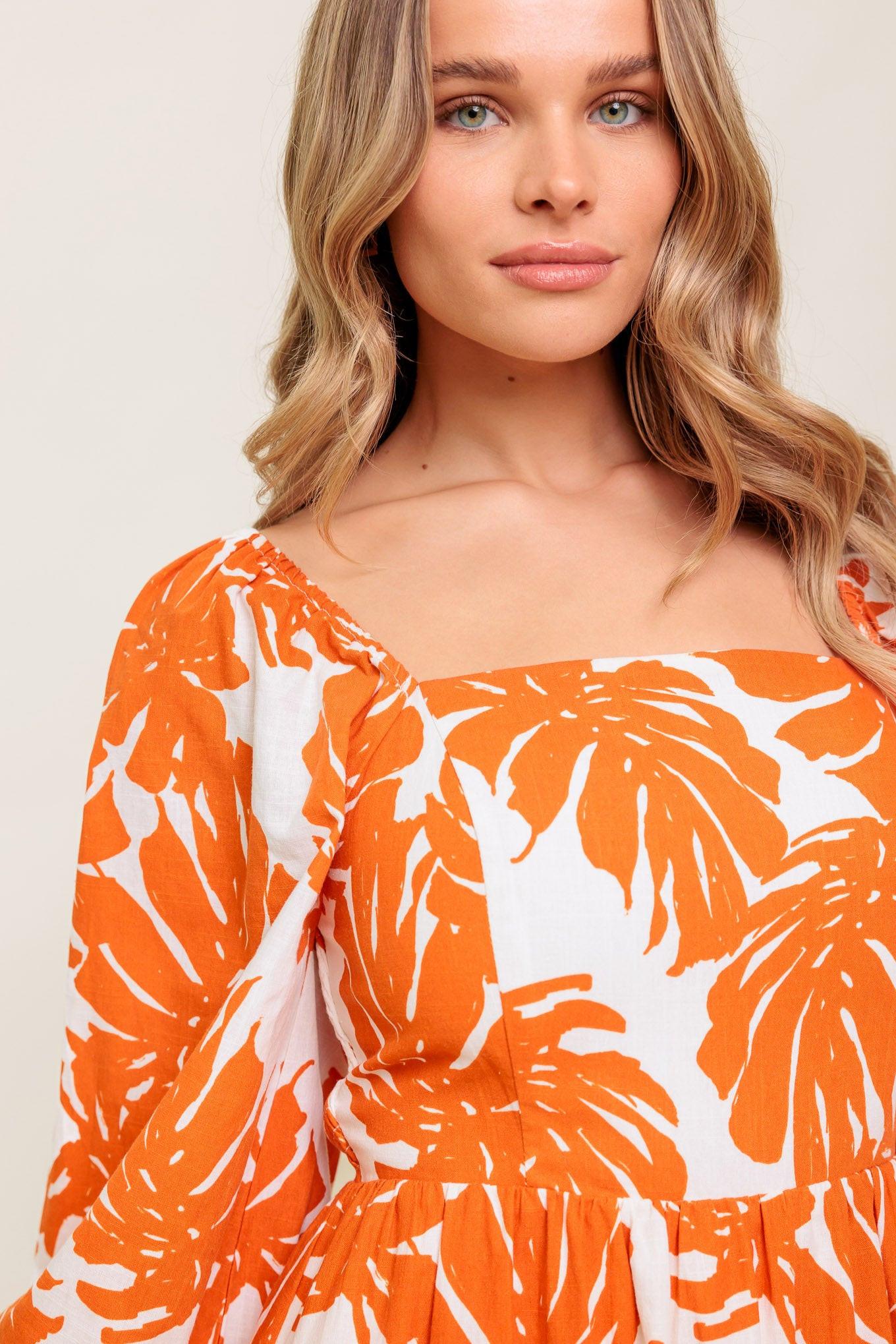 All the Drama Woven Midi Dress in ivory rust, view 4 — Soul Flow Apparel