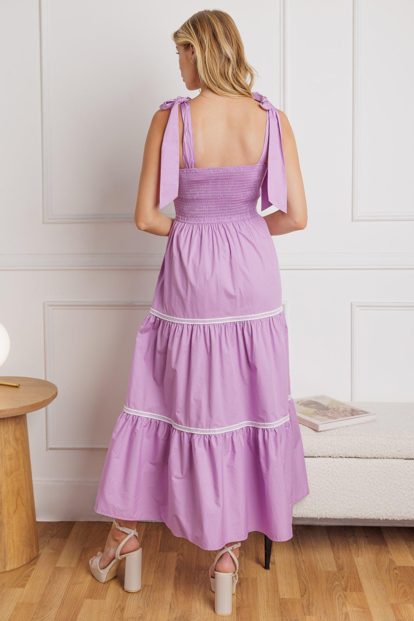 Better Than Ever Poplin Midi Dress in lilac, view 5 — Soul Flow Apparel