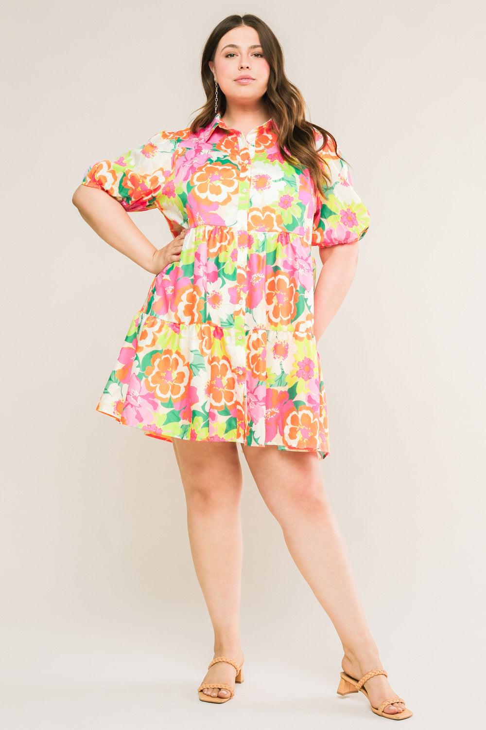 Divine Intuition Woven Mini Dress in orange fuchsia, view 1 — Soul Flow Apparel