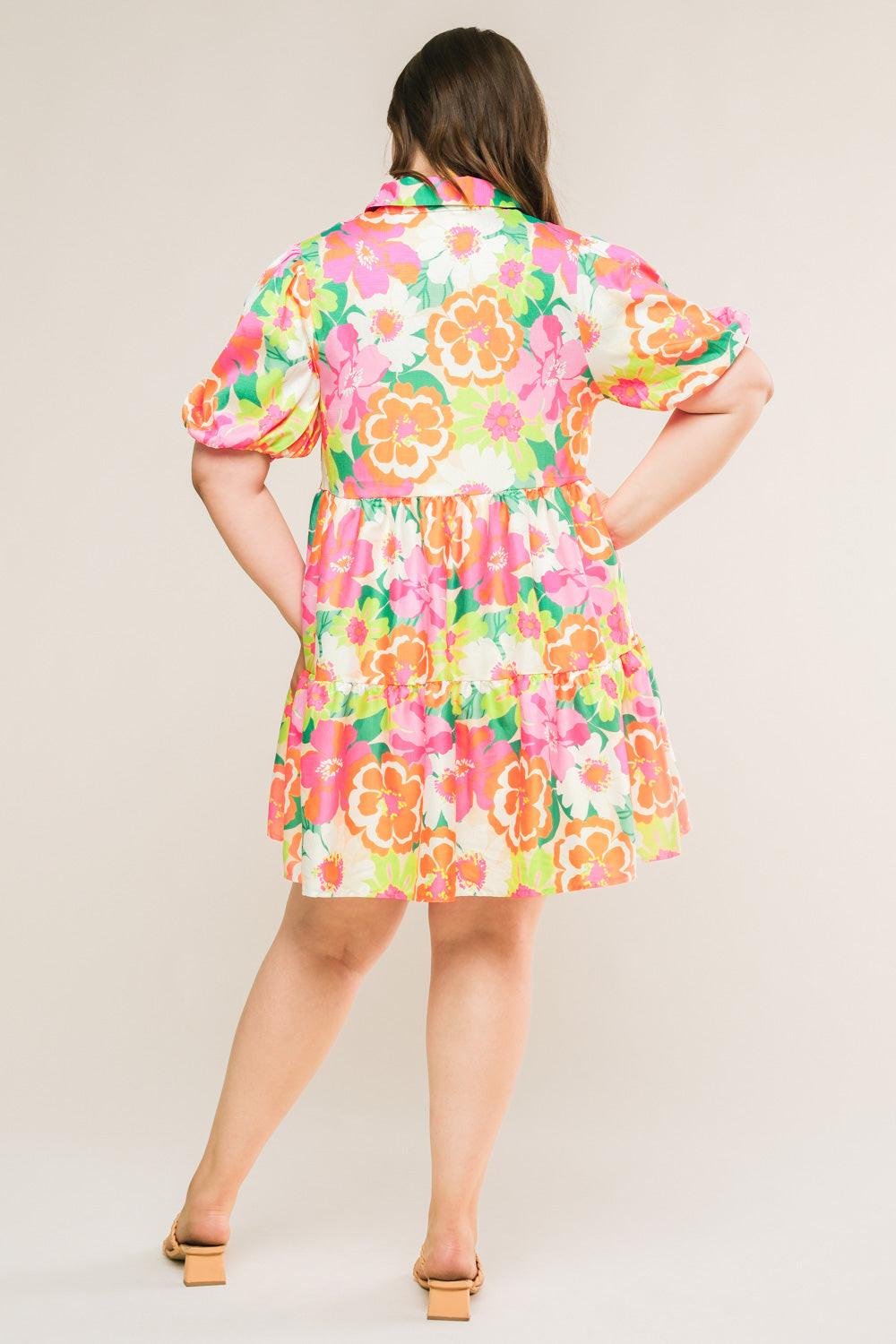 Divine Intuition Woven Mini Dress in orange fuchsia, view 2 — Soul Flow Apparel