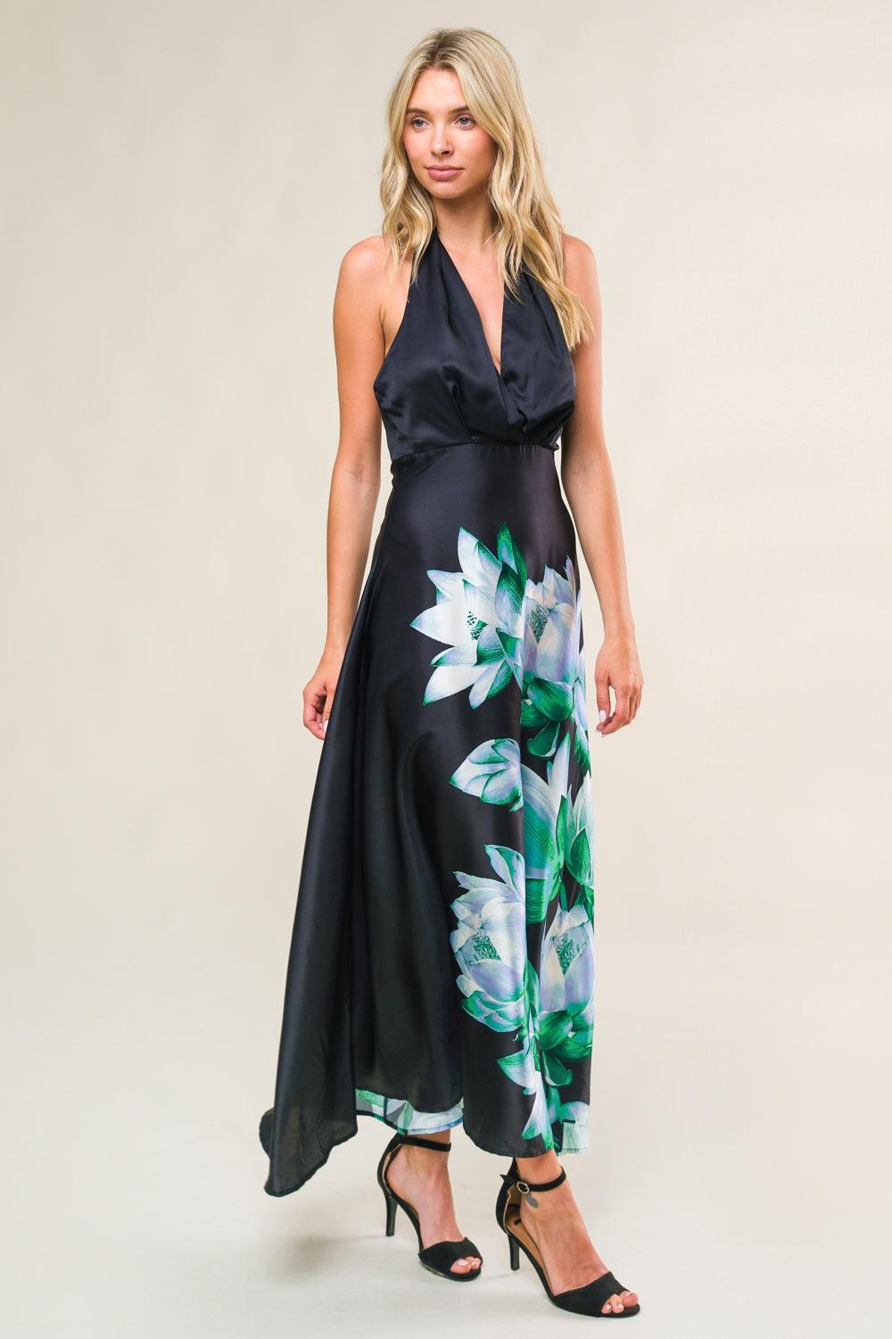 Insatiable Feeling Woven Midi Dress in black, view 3 — Soul Flow Apparel