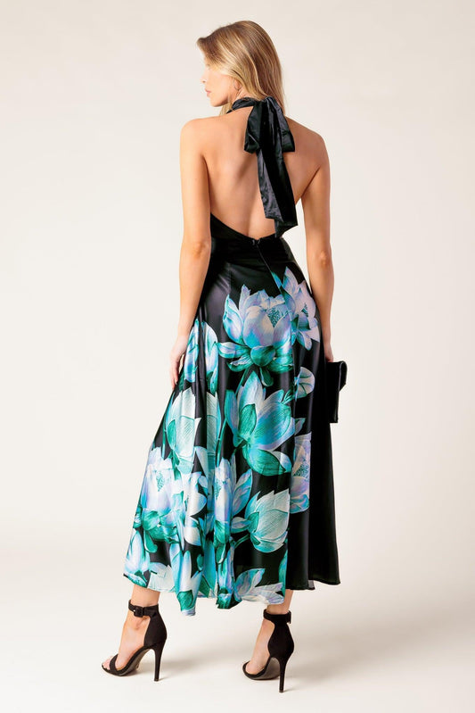 Insatiable Feeling Woven Midi Dress in black, view 4 — Soul Flow Apparel