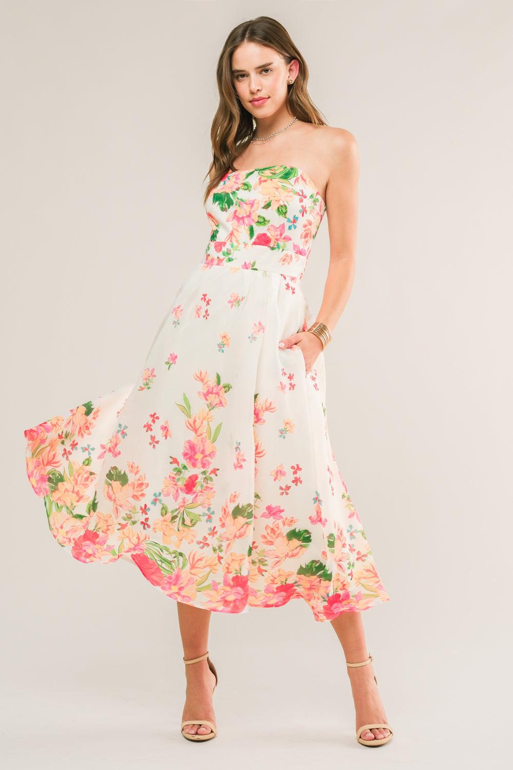 Come When I Call Woven Midi Dress in ivory, view 1 — Soul Flow Apparel
