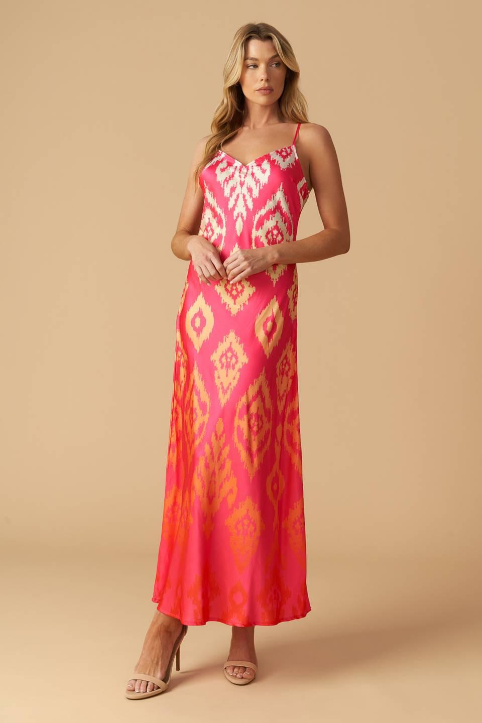 Diamond Girl Woven Slip Dress in pink, view 1 — Soul Flow Apparel