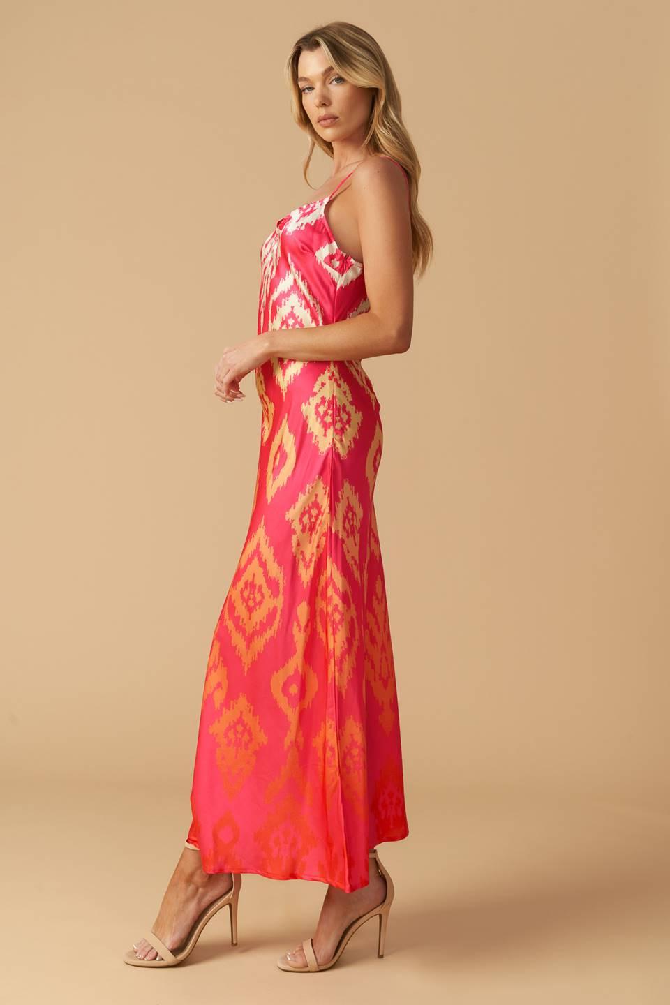 Diamond Girl Woven Slip Dress in pink, view 3 — Soul Flow Apparel