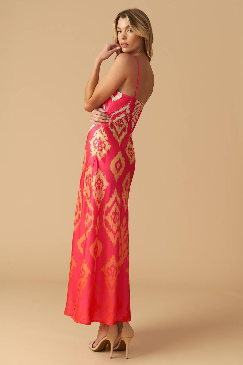 Diamond Girl Woven Slip Dress in pink, view 4 — Soul Flow Apparel