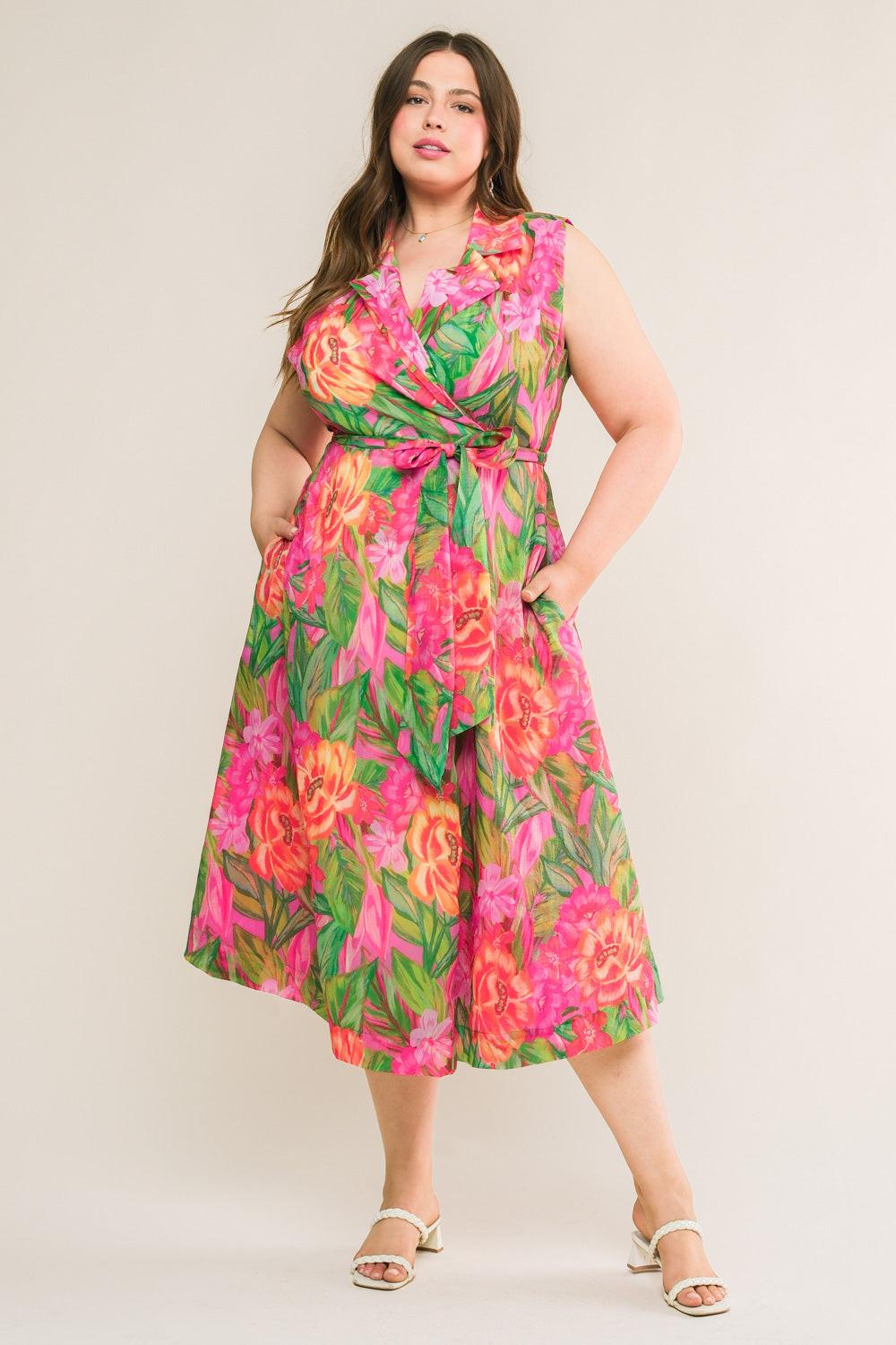 Everyday Dreams Woven Midi Dress in orange pink, view 1 — Soul Flow Apparel