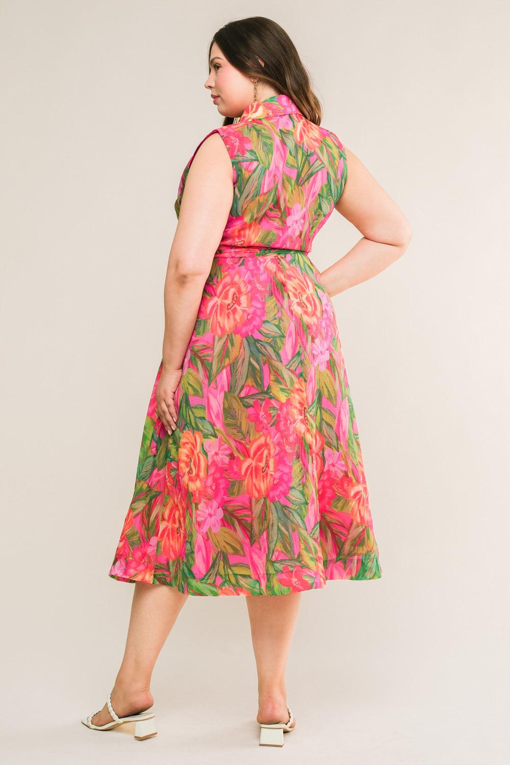 Everyday Dreams Woven Midi Dress in orange pink, view 2 — Soul Flow Apparel