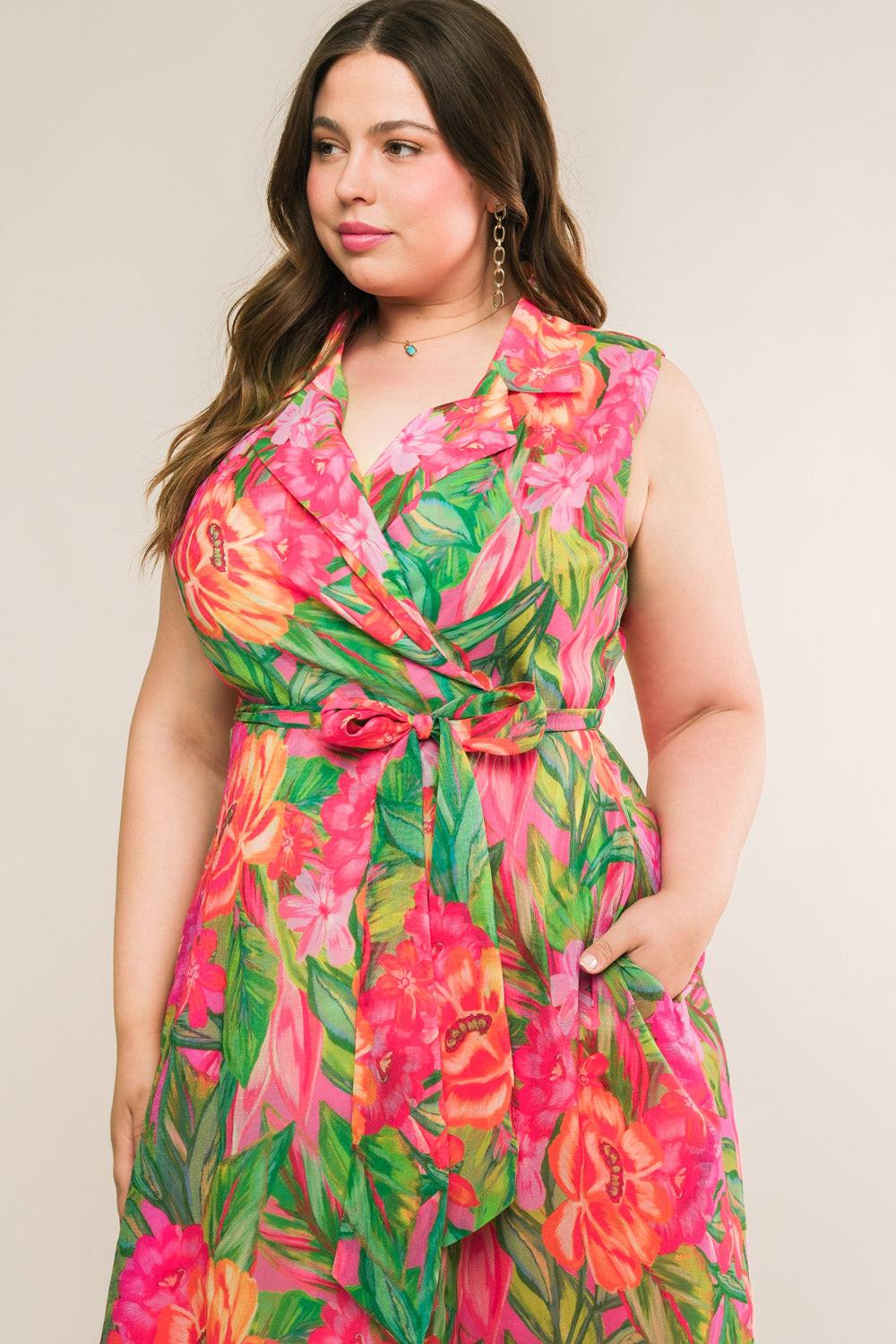 Everyday Dreams Woven Midi Dress in orange pink, view 4 — Soul Flow Apparel