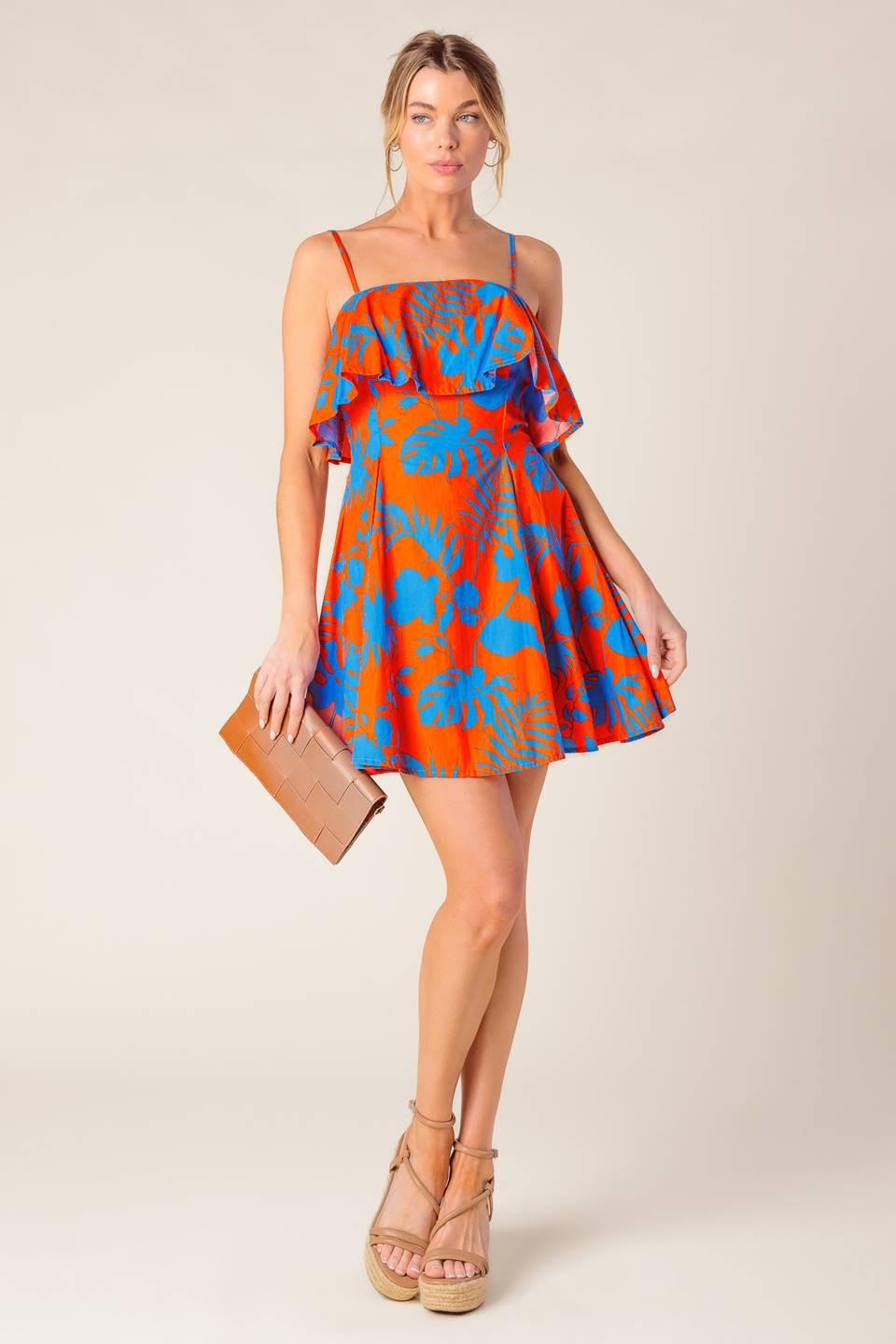 Stopping Time Orange Woven Mini Dress, view 1 — Soul Flow Apparel