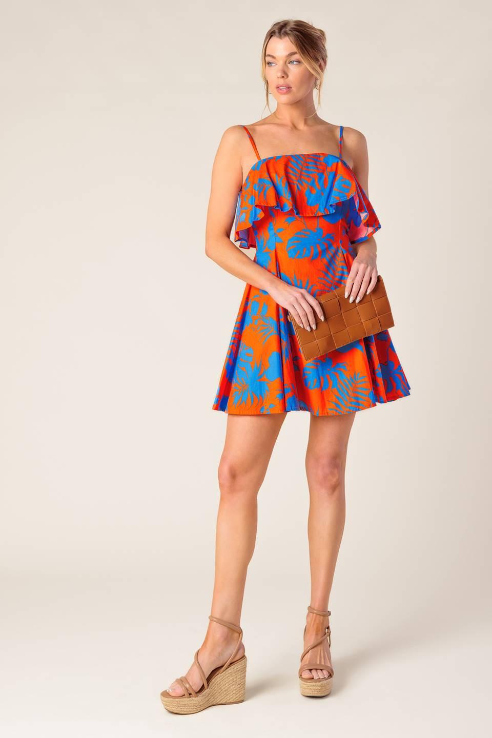 Stopping Time Orange Woven Mini Dress, view 3 — Soul Flow Apparel