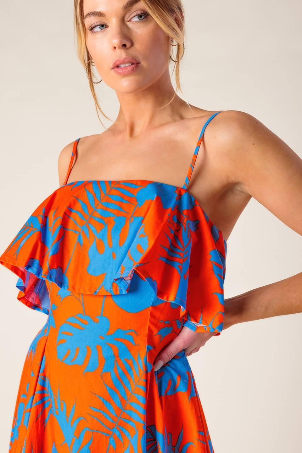Stopping Time Orange Woven Mini Dress, view 4 — Soul Flow Apparel